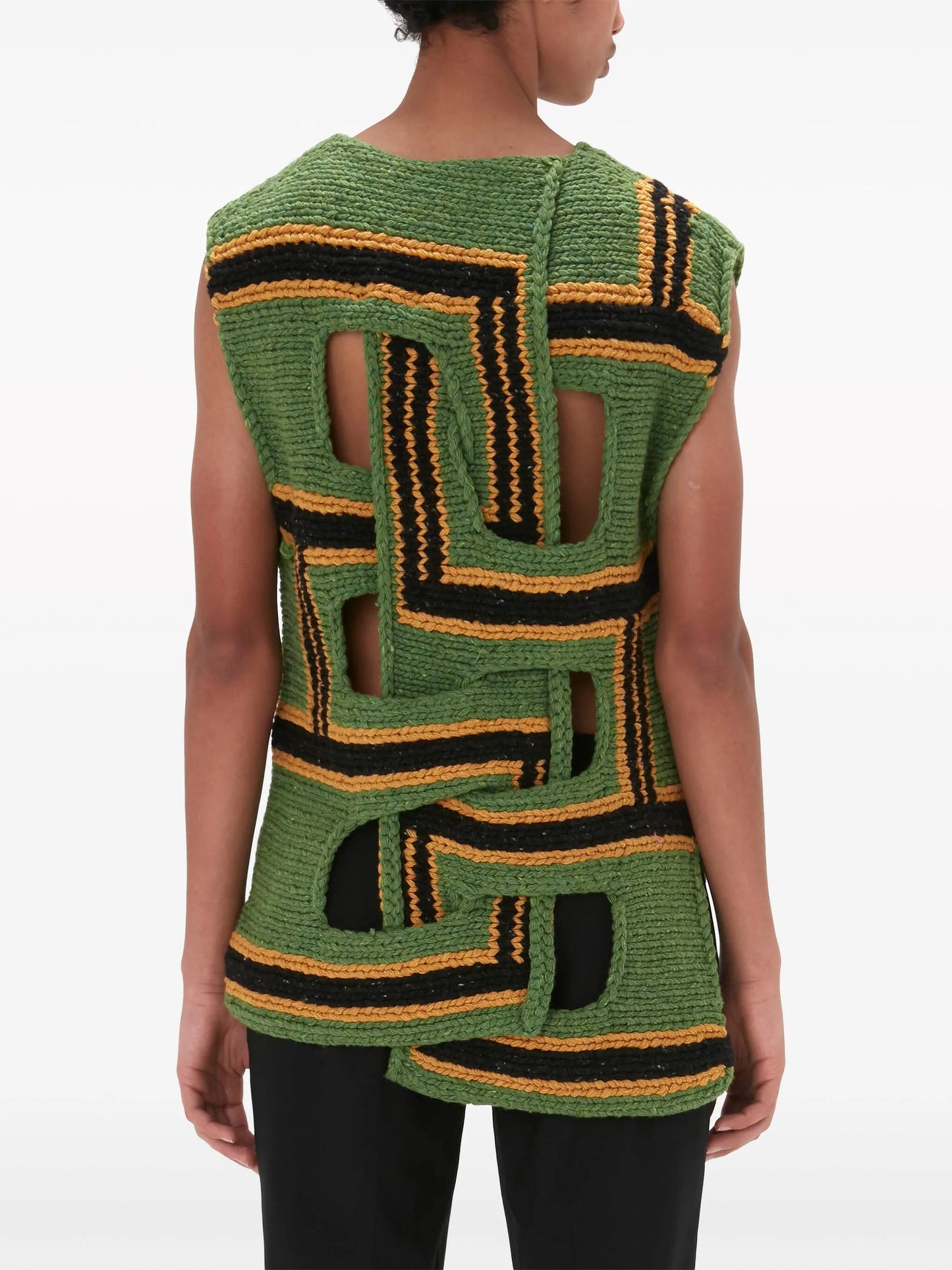 interwoven striped wool vest