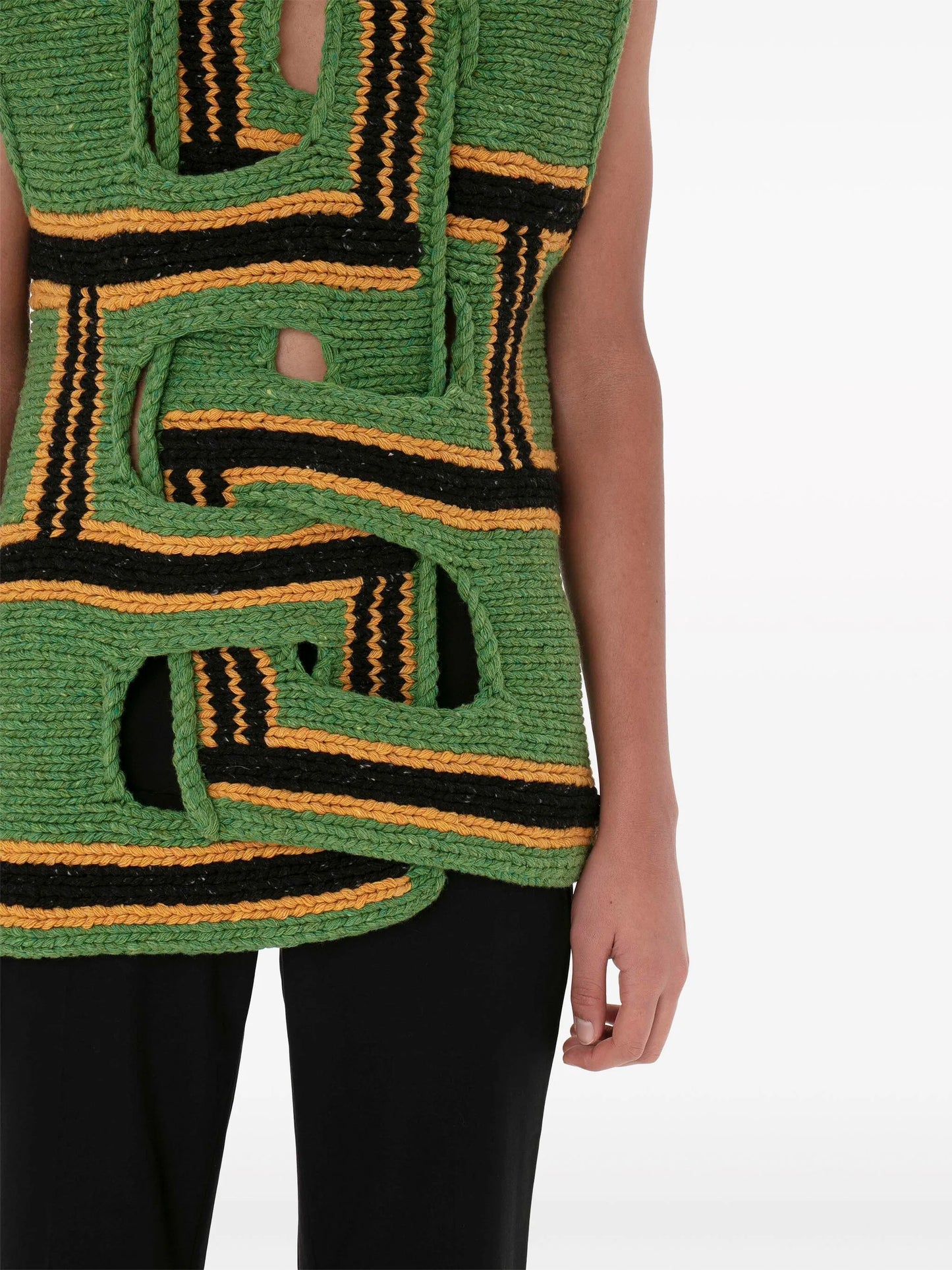 interwoven striped wool vest