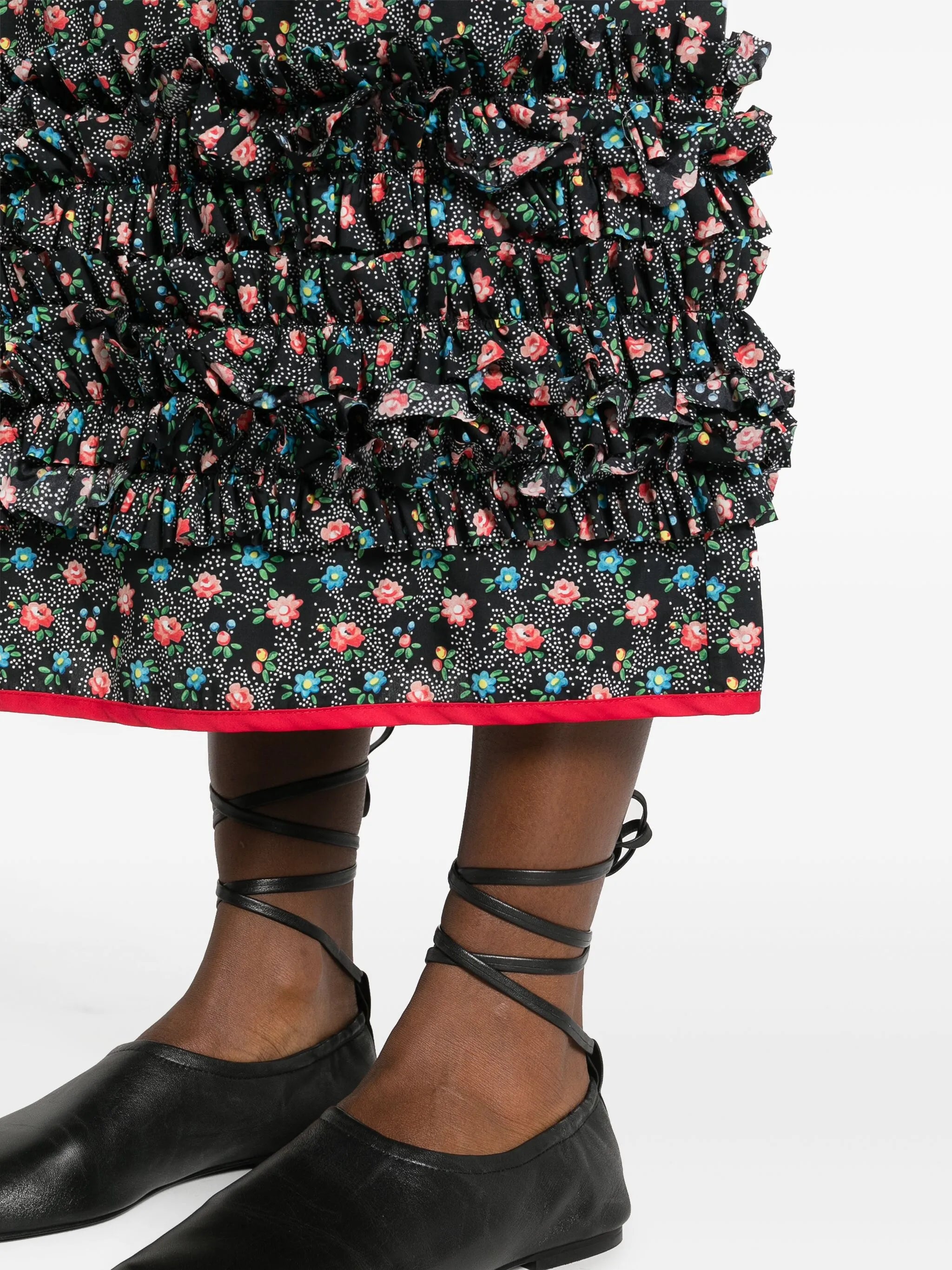 Delia floral-print ruffled skirt