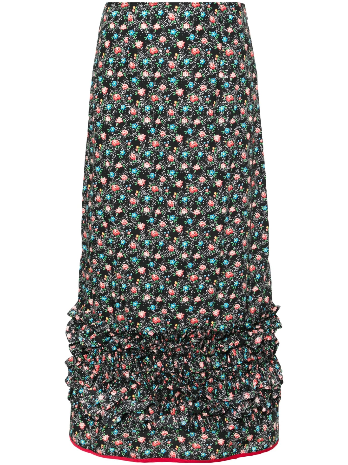 Delia floral-print ruffled skirt
