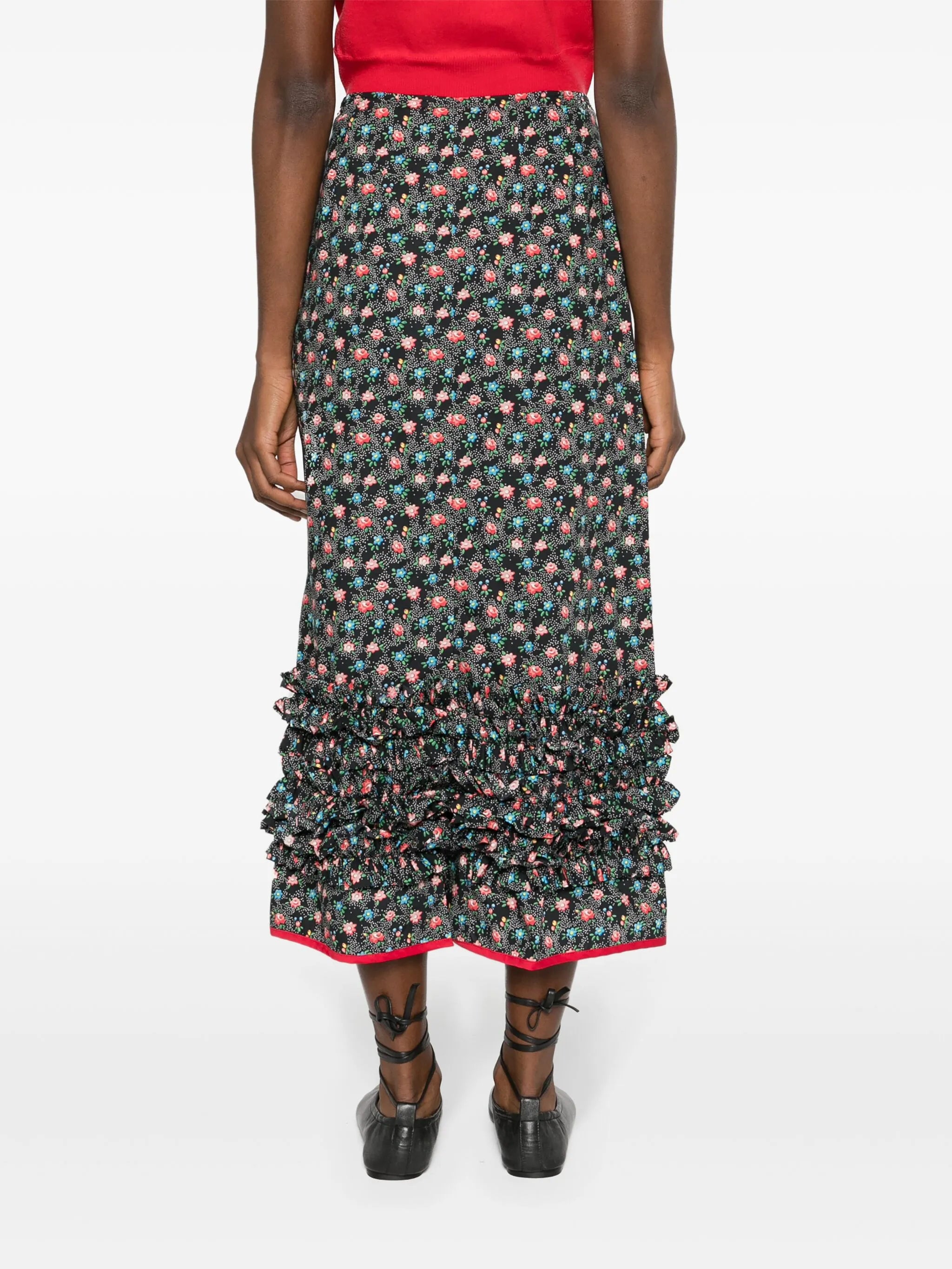 Delia floral-print ruffled skirt