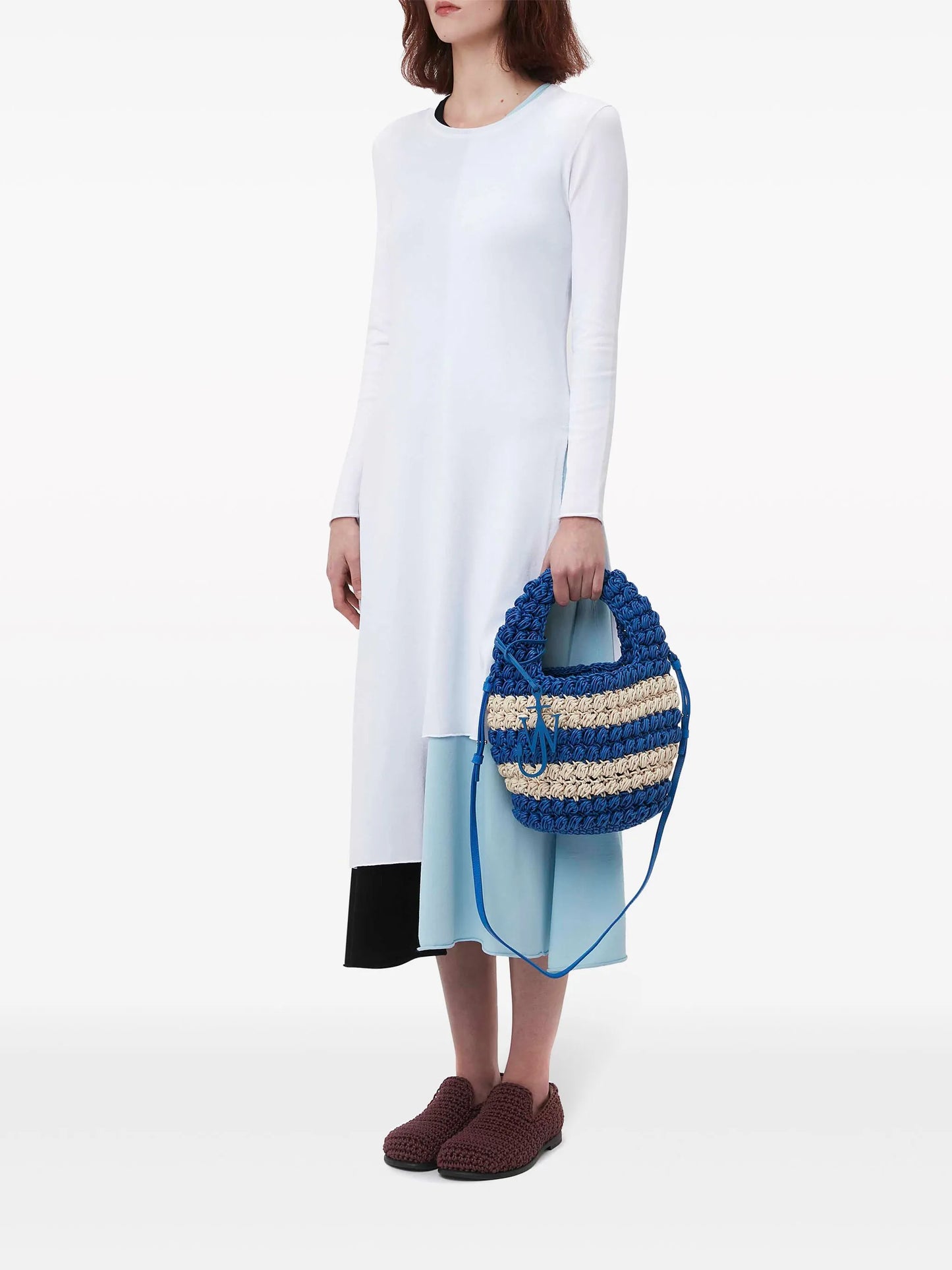 Anchor striped crochet clutch bag