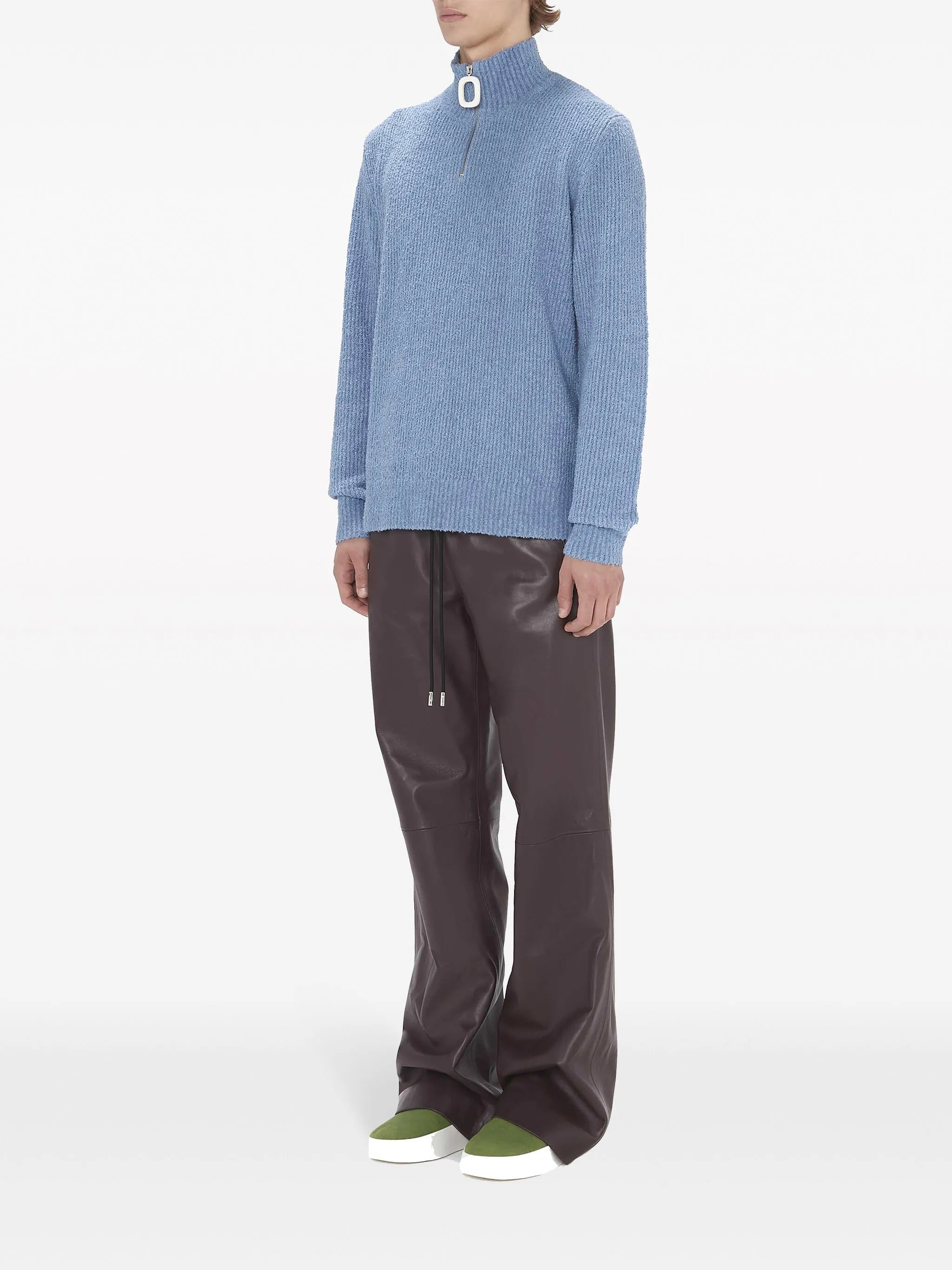 half-zip bouclé jumper