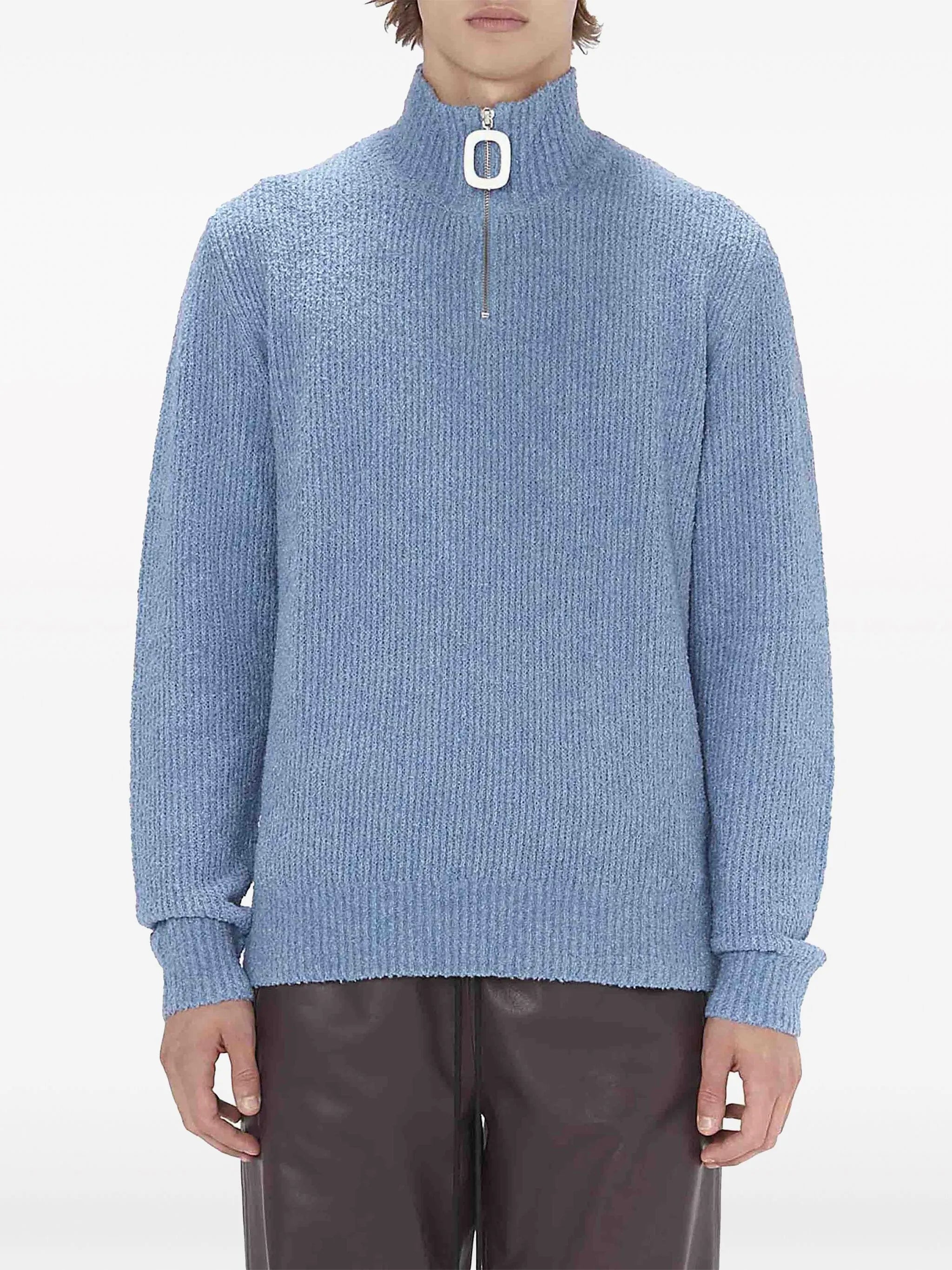 half-zip bouclé jumper
