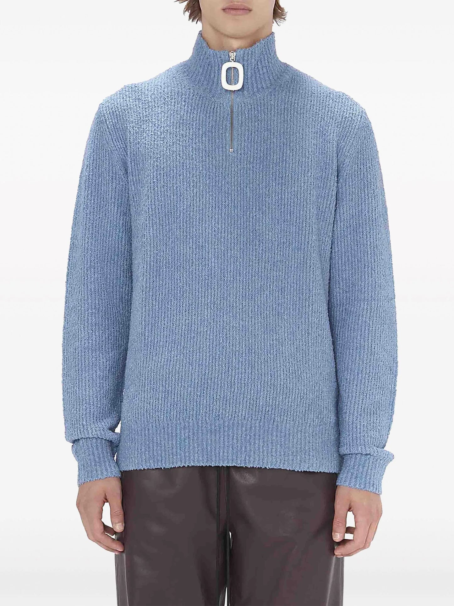half-zip bouclé jumper