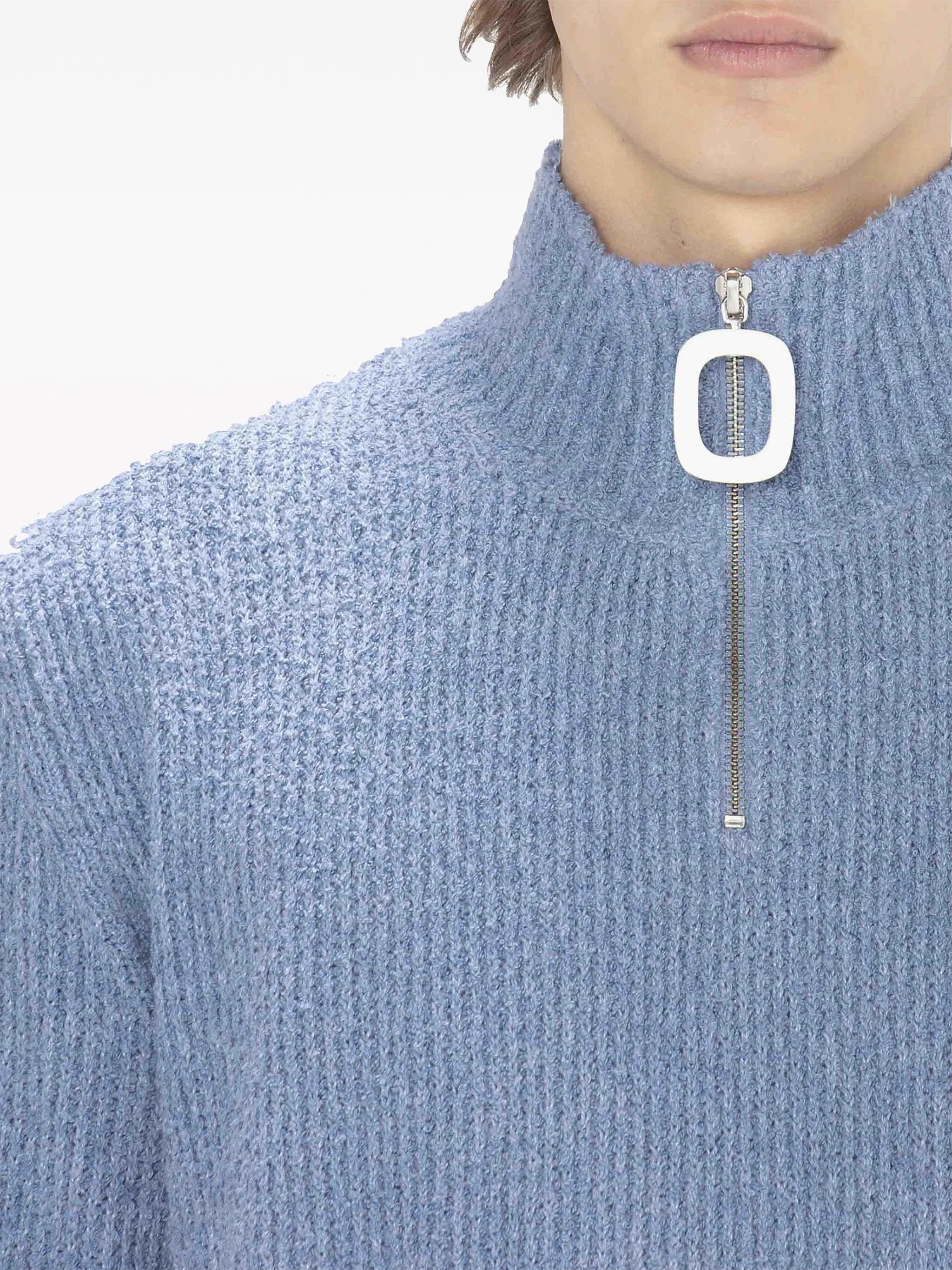 half-zip bouclé jumper