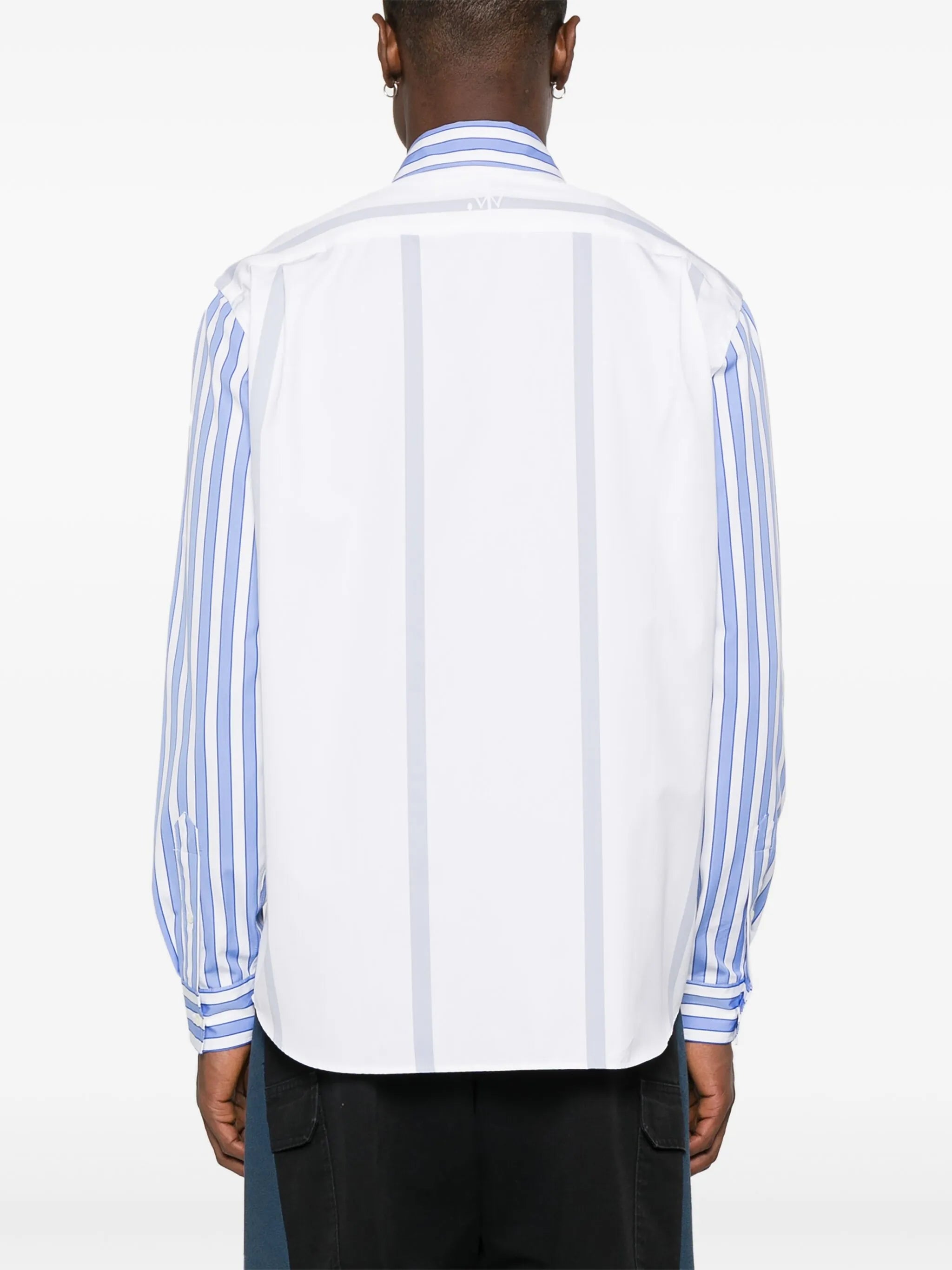 striped panelled cotton shirt