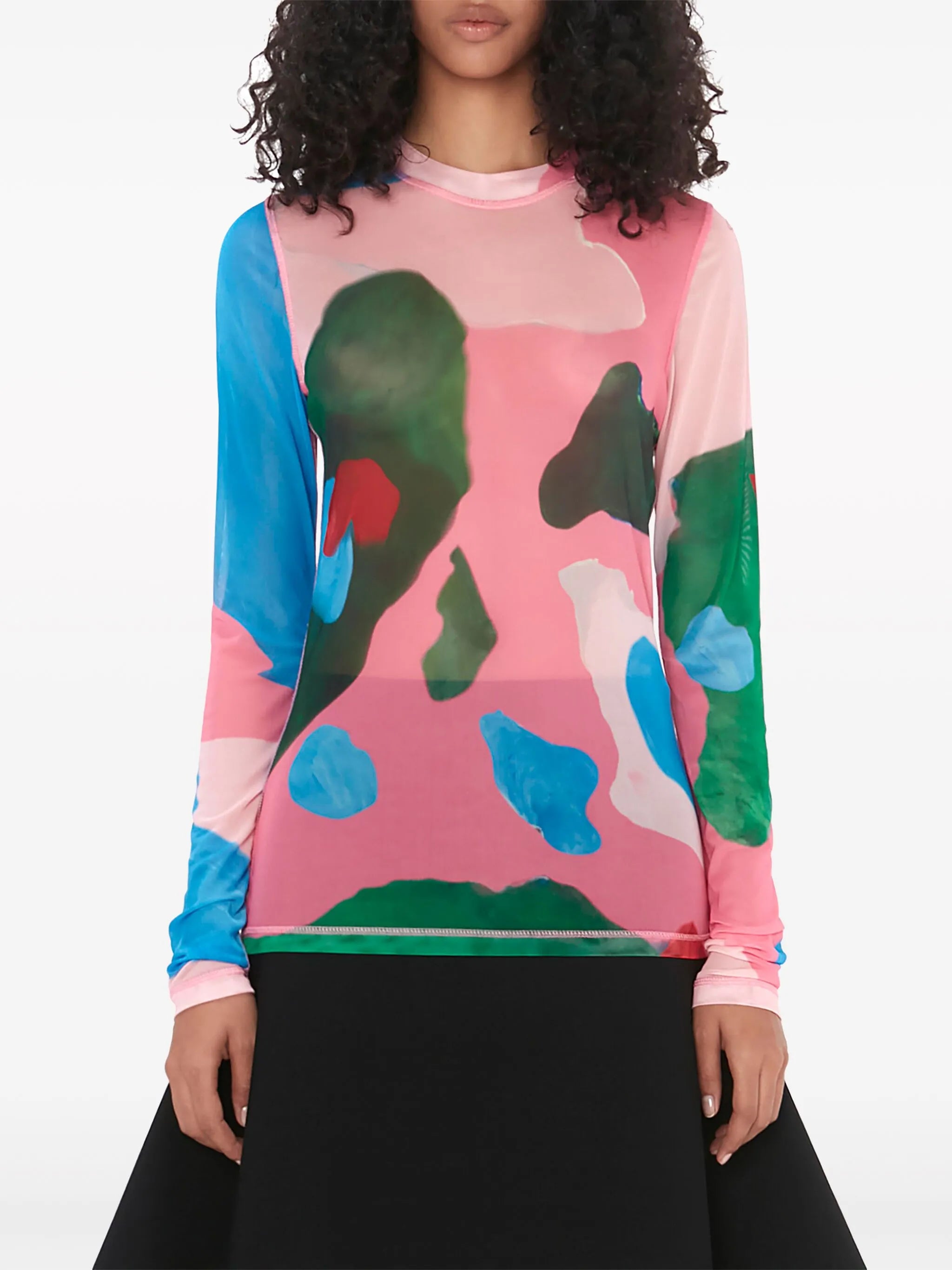 long-sleeve mesh T-shirt