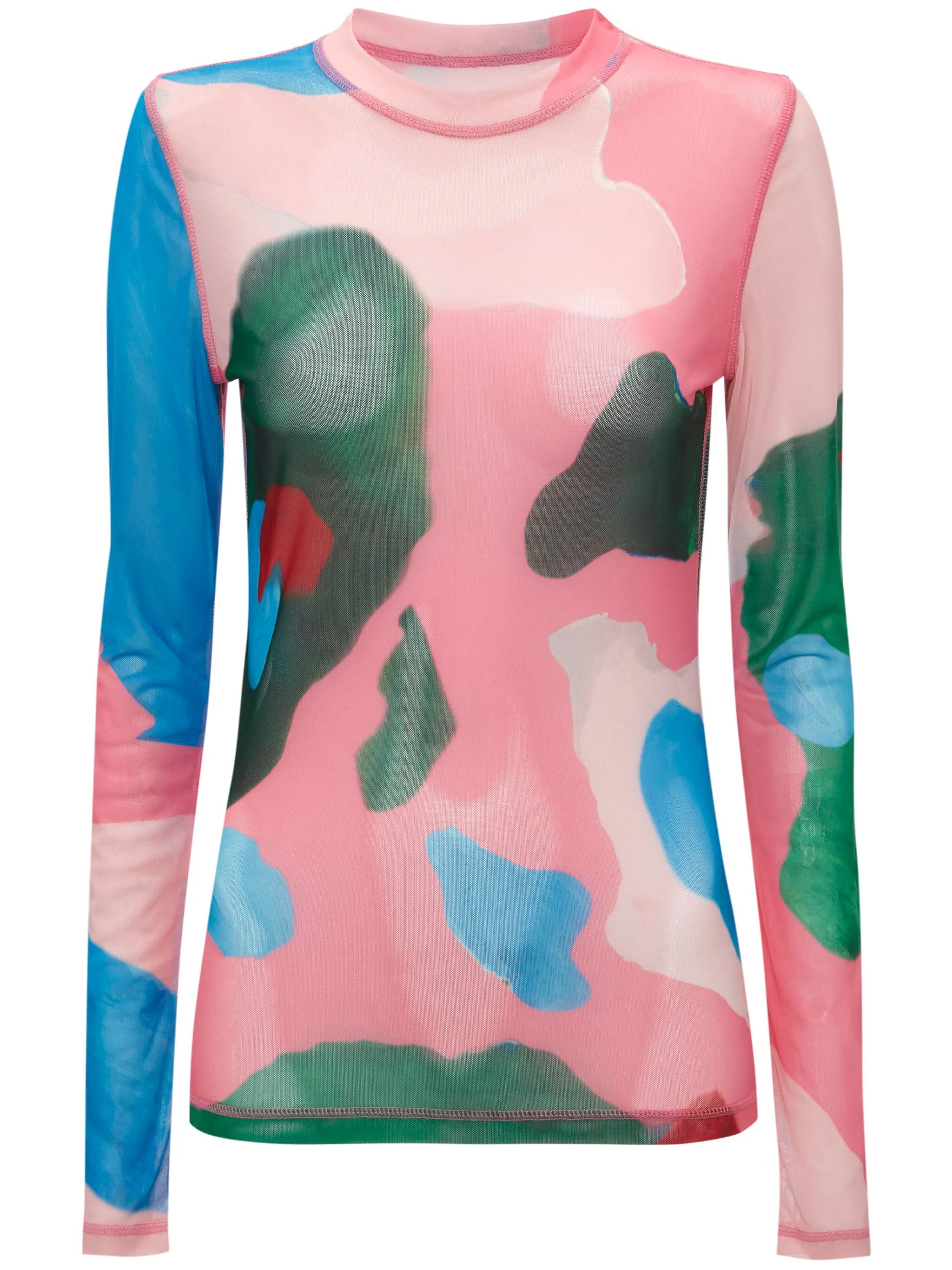 long-sleeve mesh T-shirt