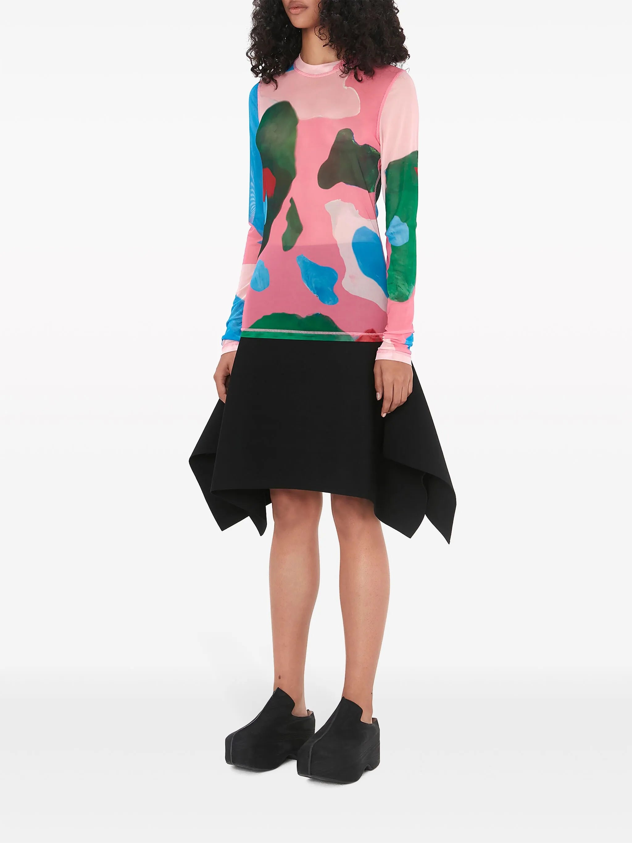 long-sleeve mesh T-shirt