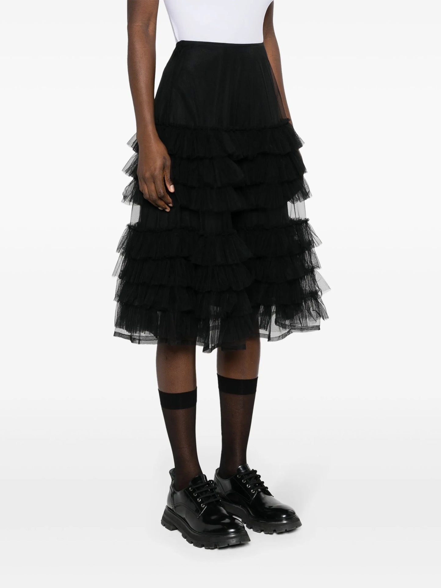 Iris tulle-tiered midi skirt