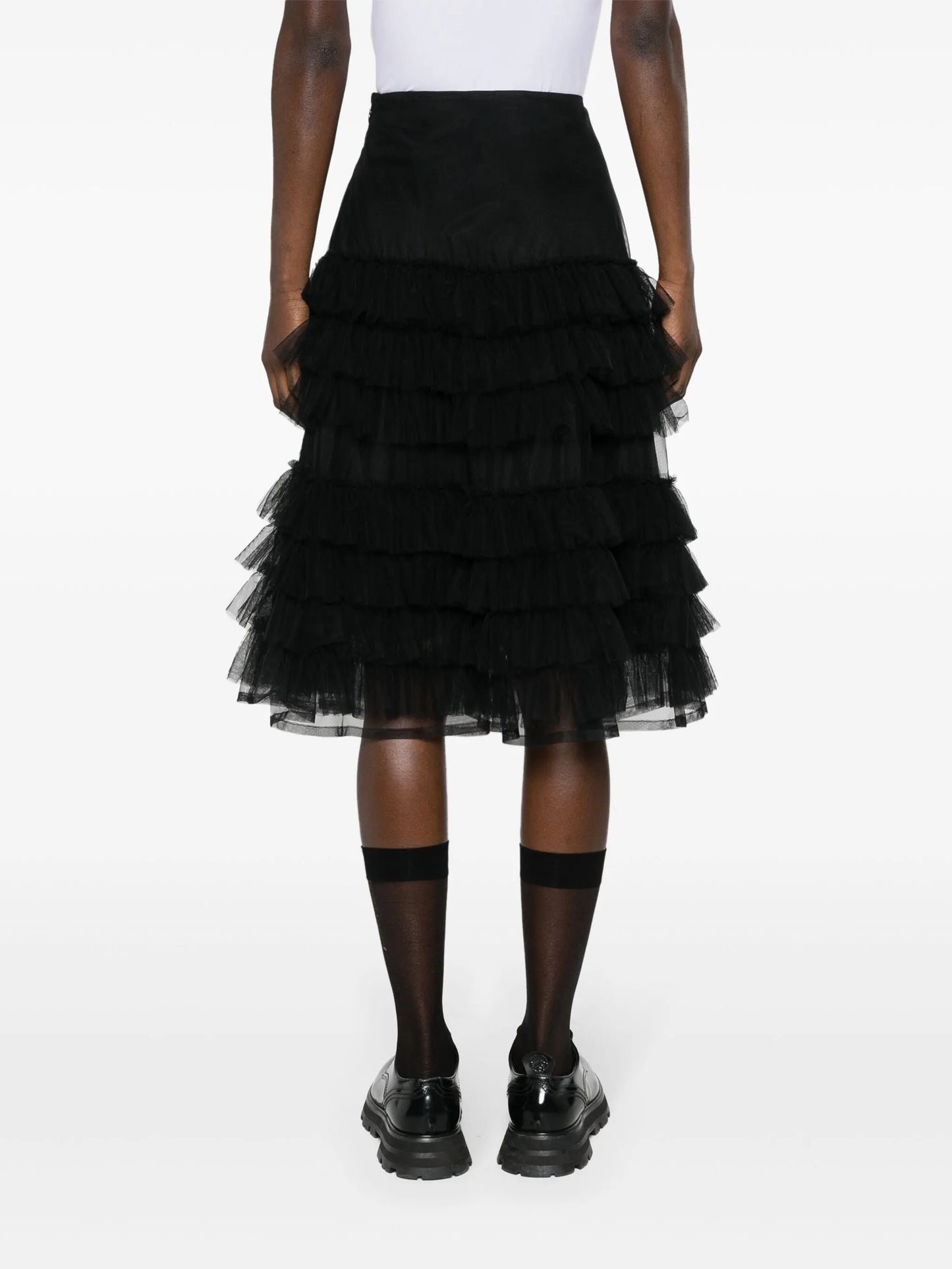 Iris tulle-tiered midi skirt