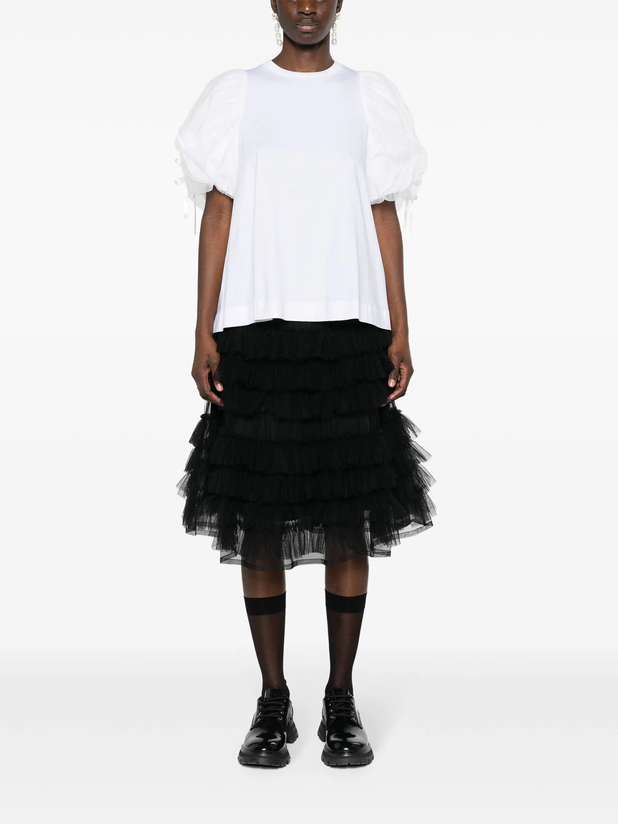 Iris tulle-tiered midi skirt