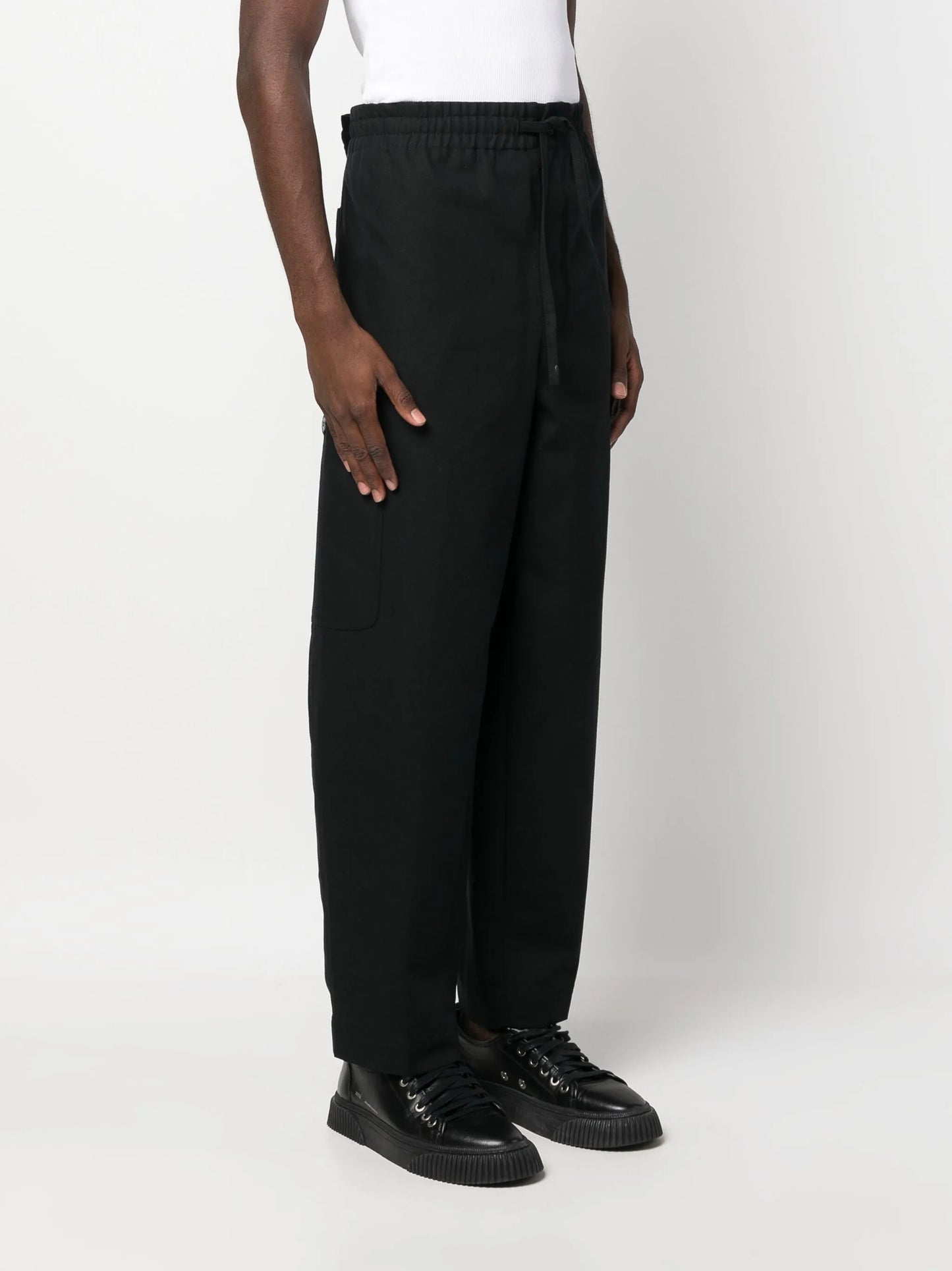 drawstring wide leg trousers
