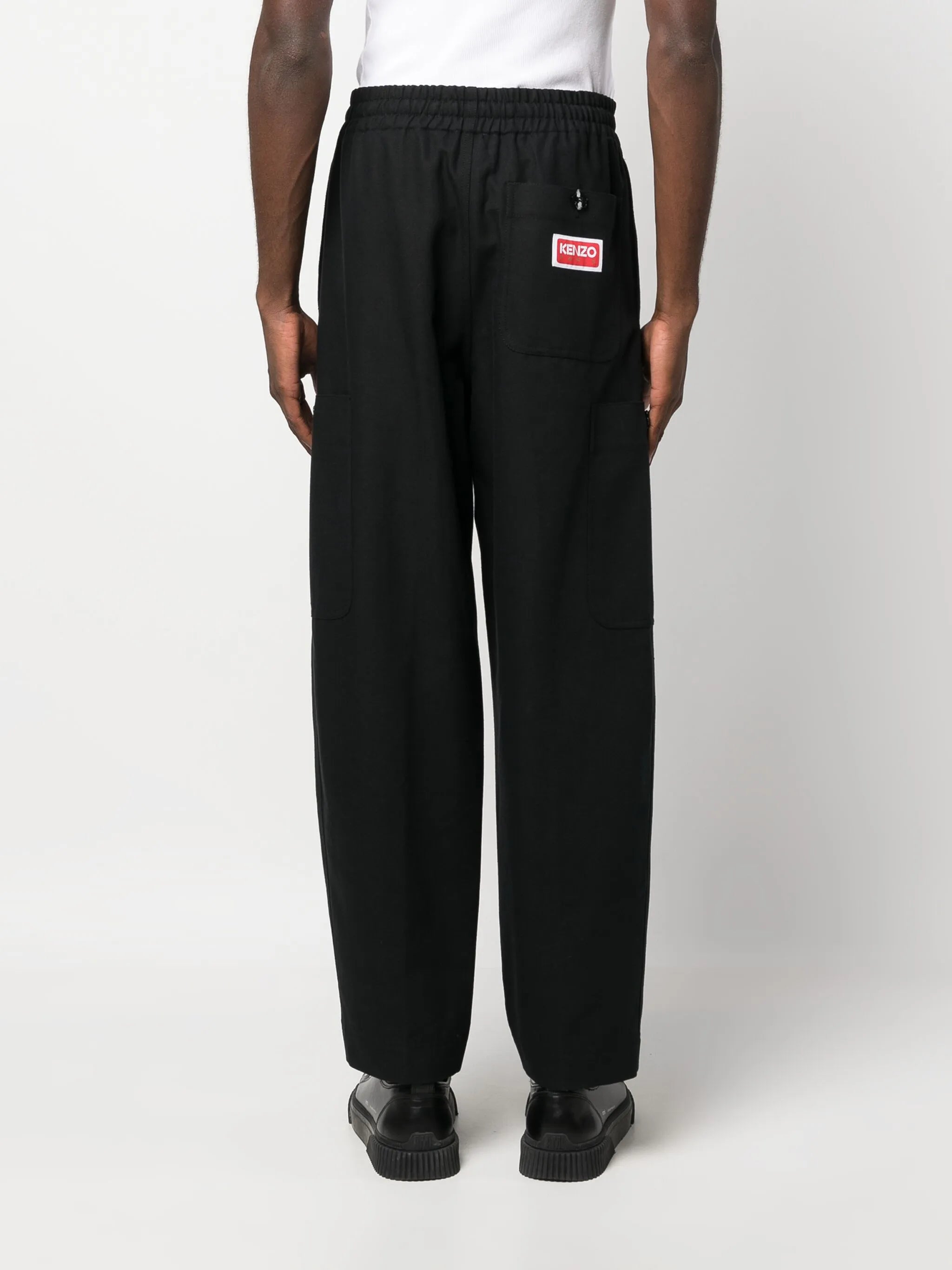 drawstring wide leg trousers