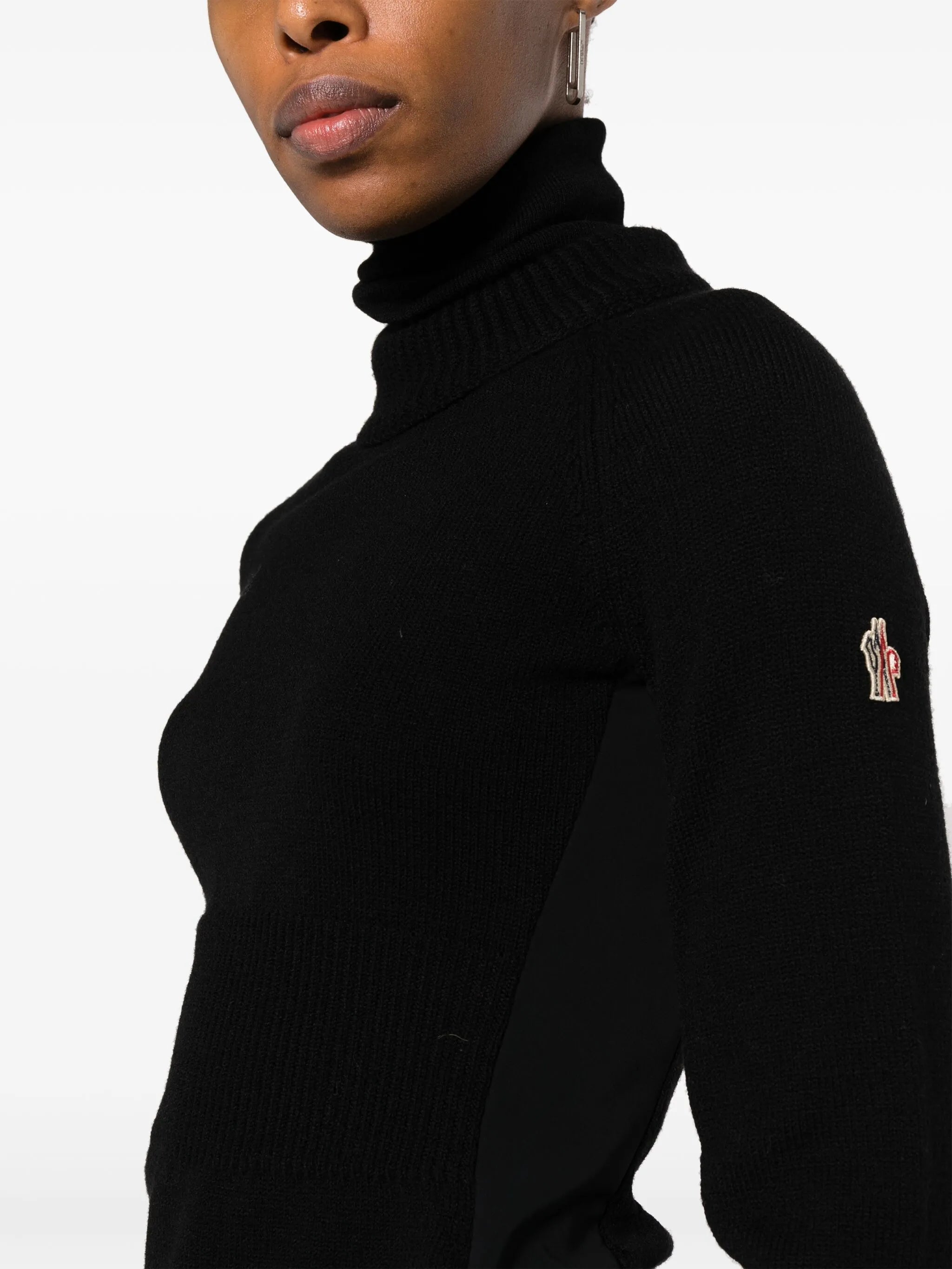 logo-appliqué roll-neck jumper