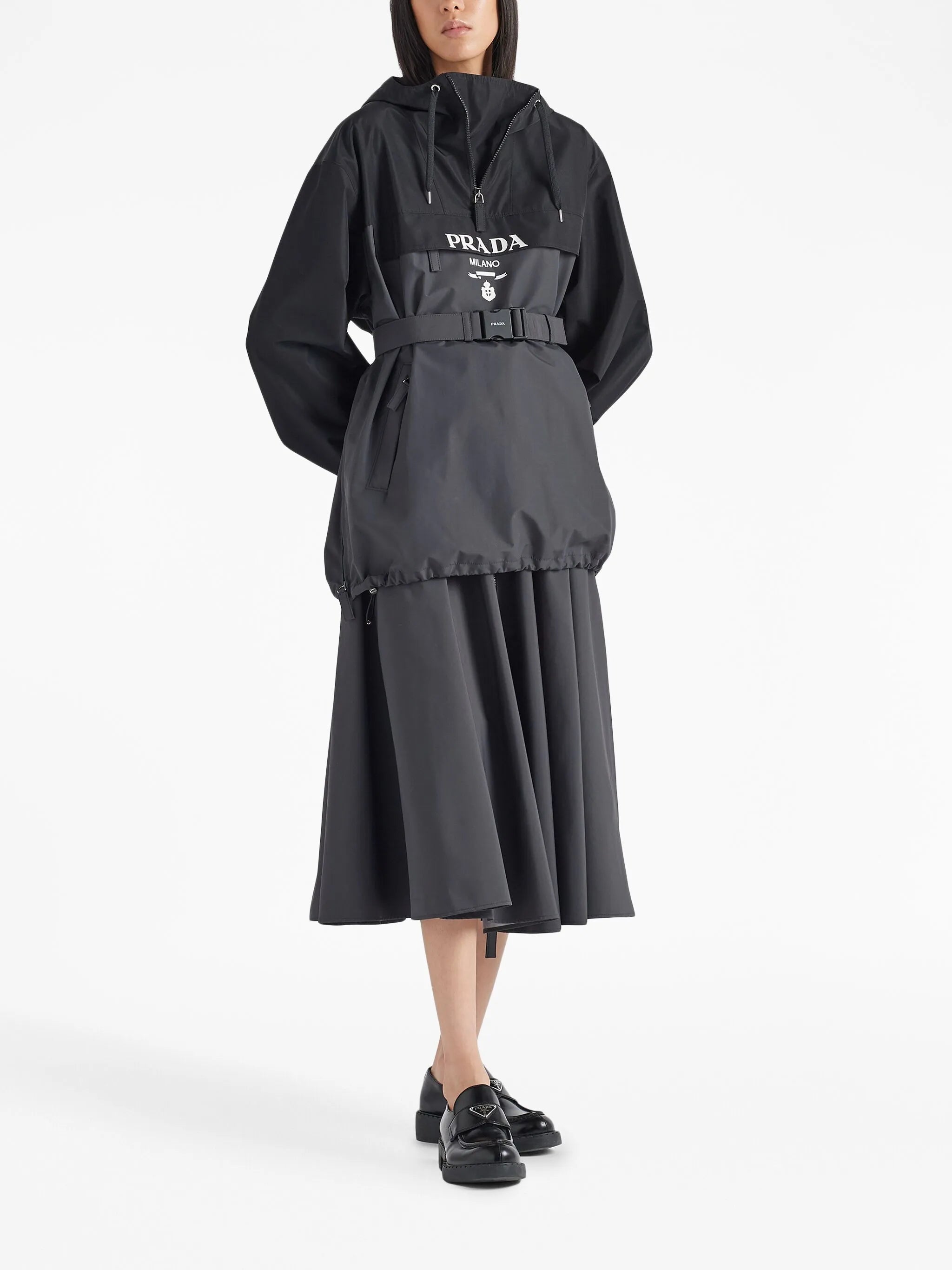 zip-up midi skirt