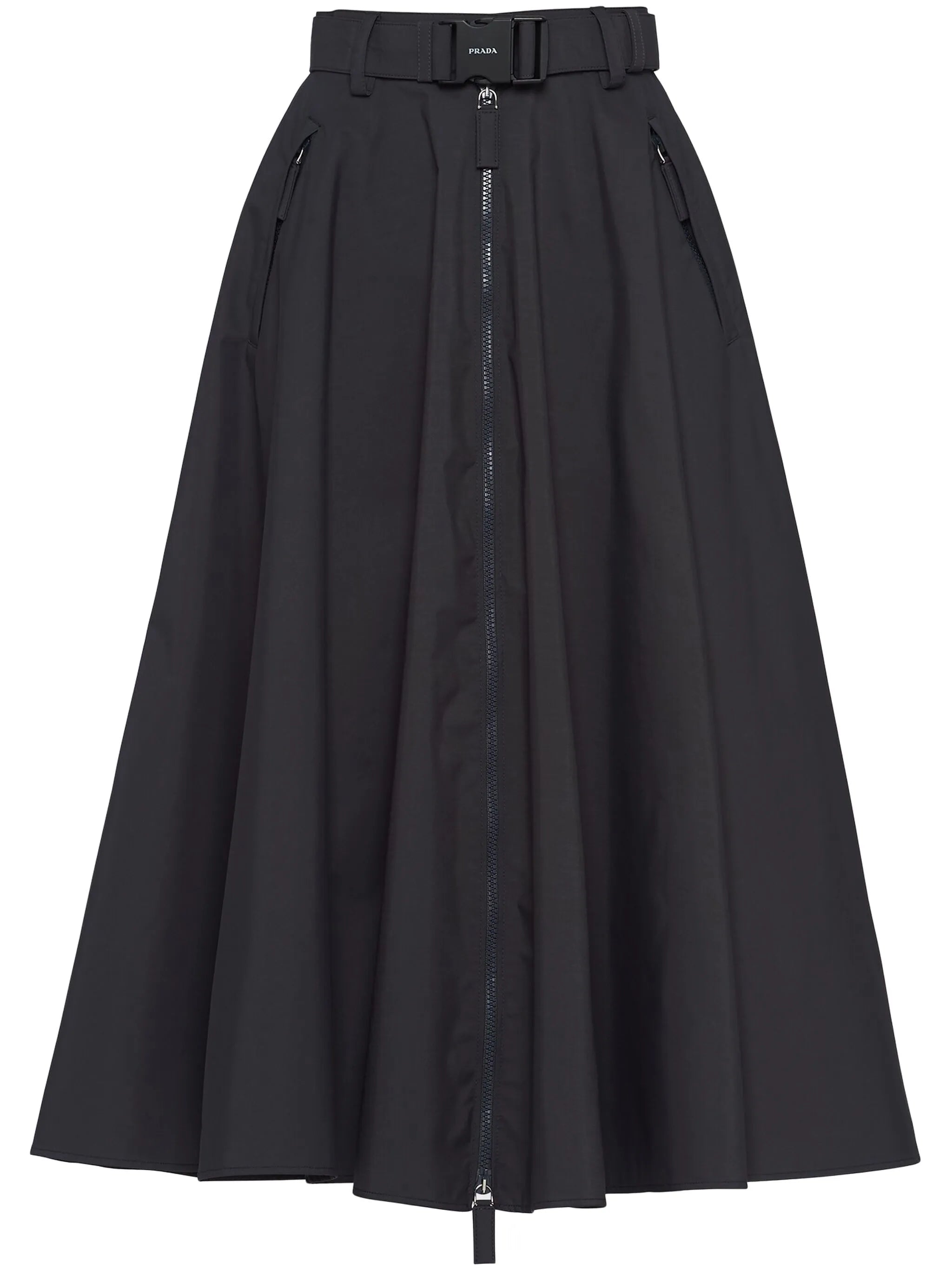 zip-up midi skirt