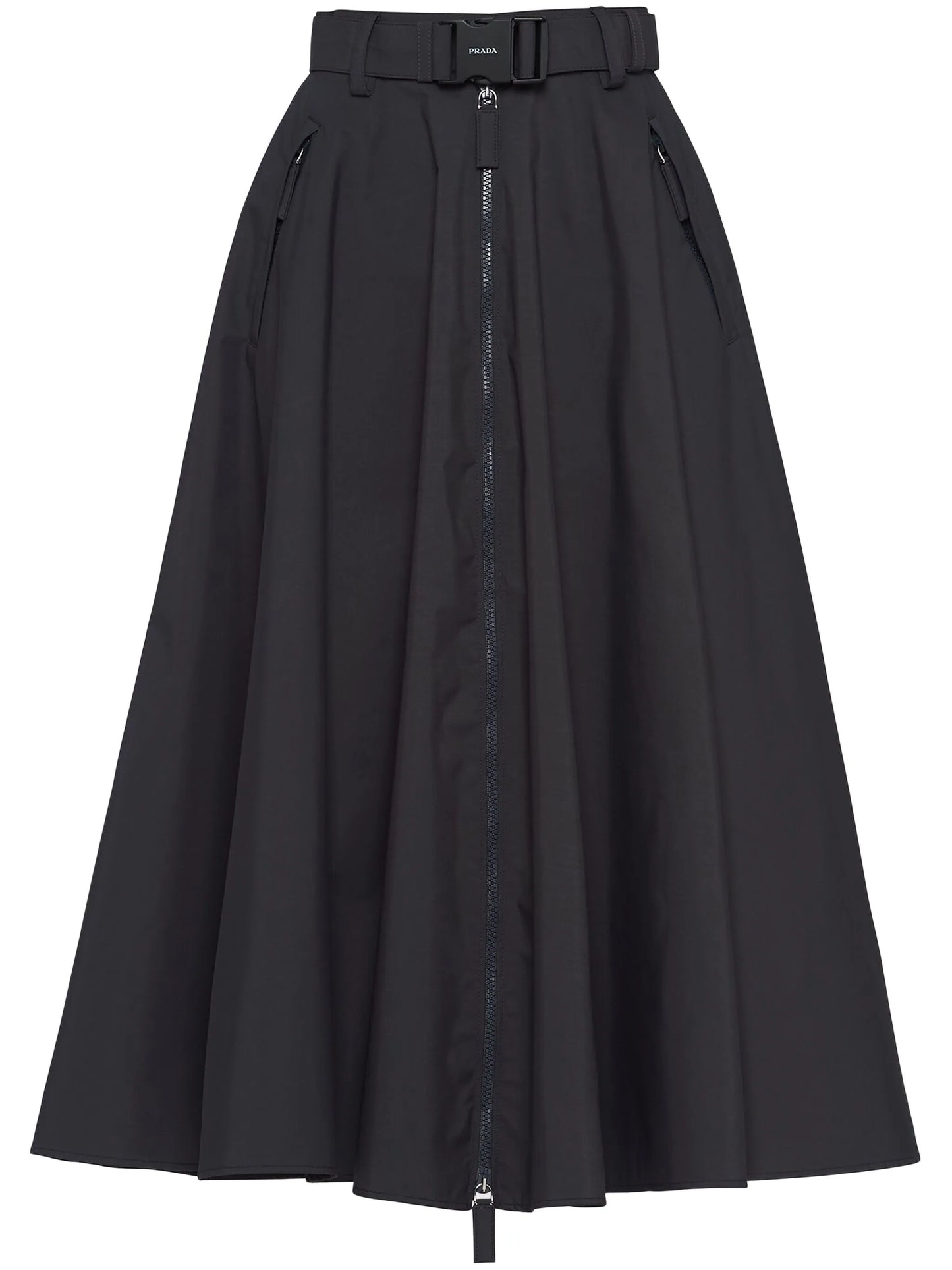 zip-up midi skirt