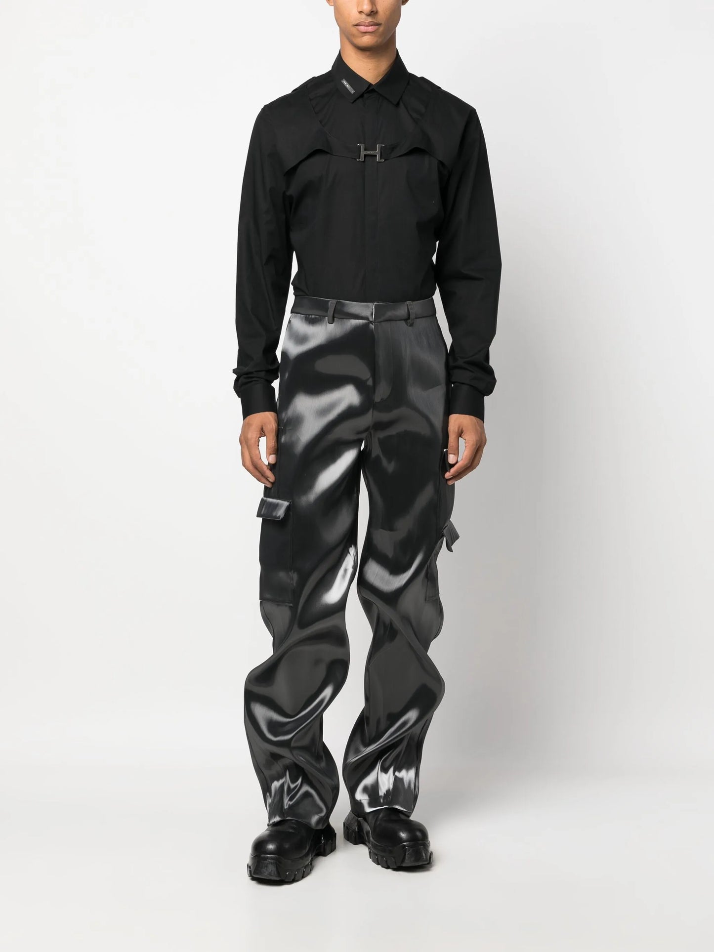 Liquid Metal straight-leg cargo trousers