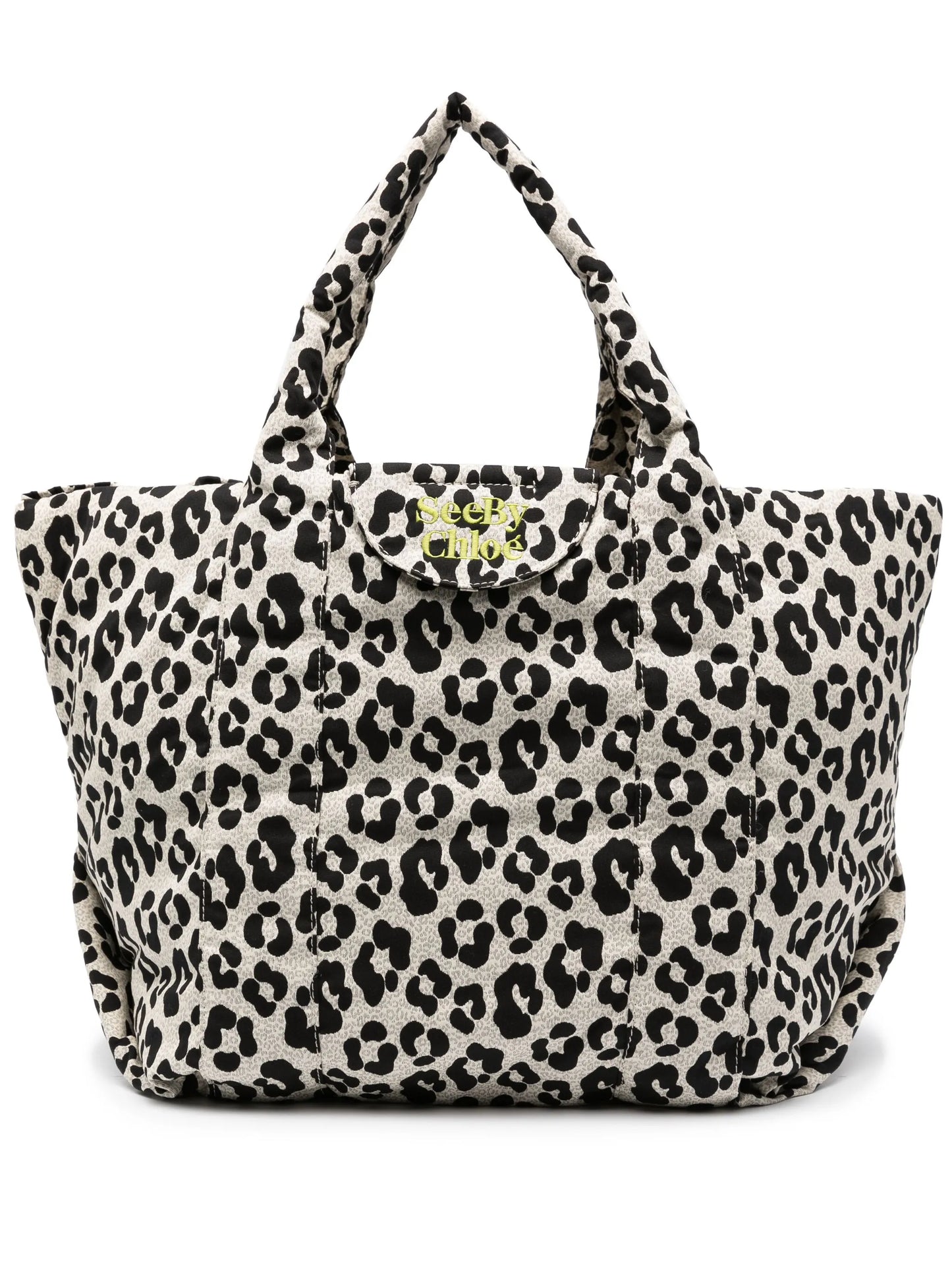 logo-embroidered animal-print tote bag