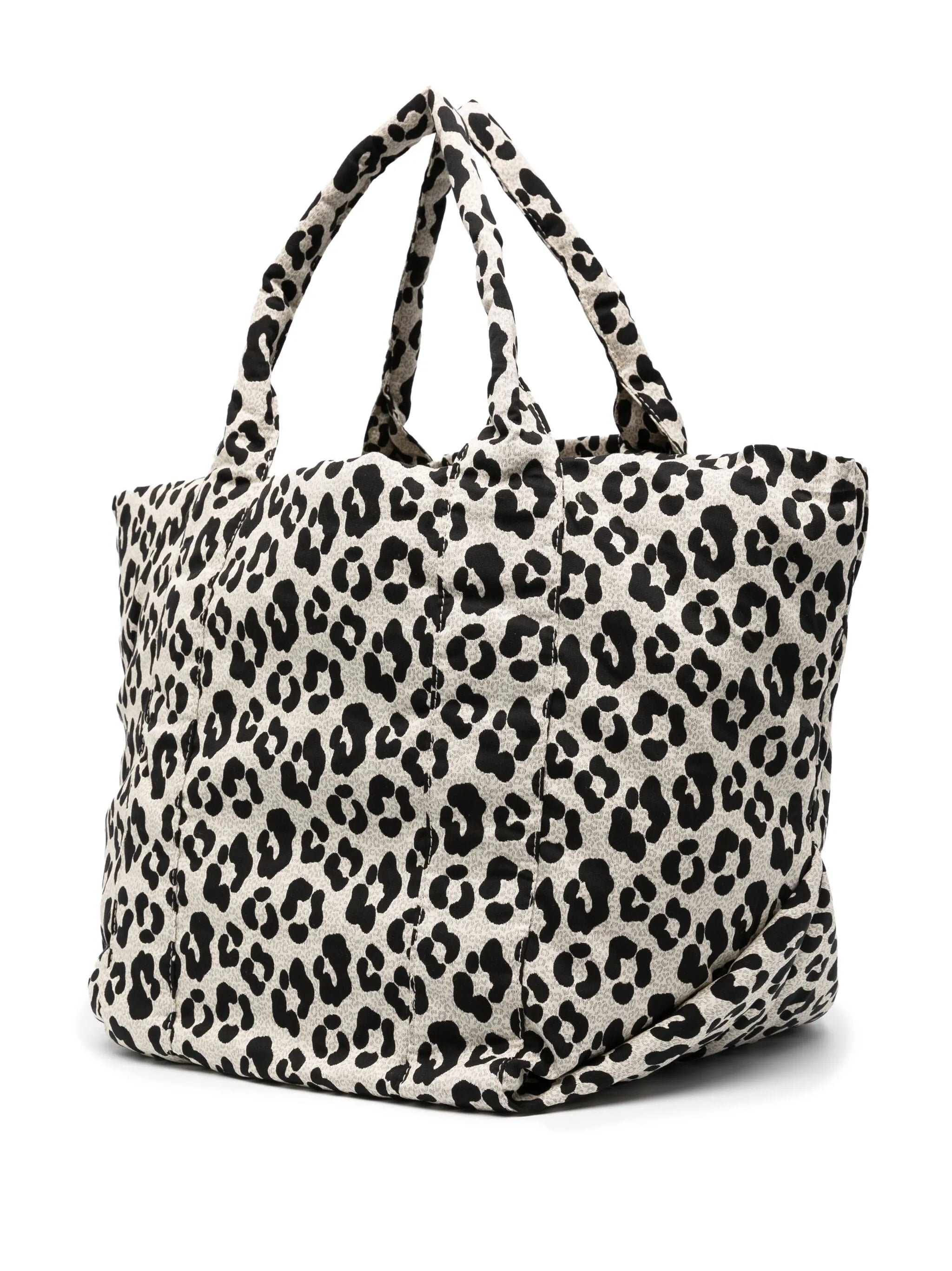 logo-embroidered animal-print tote bag