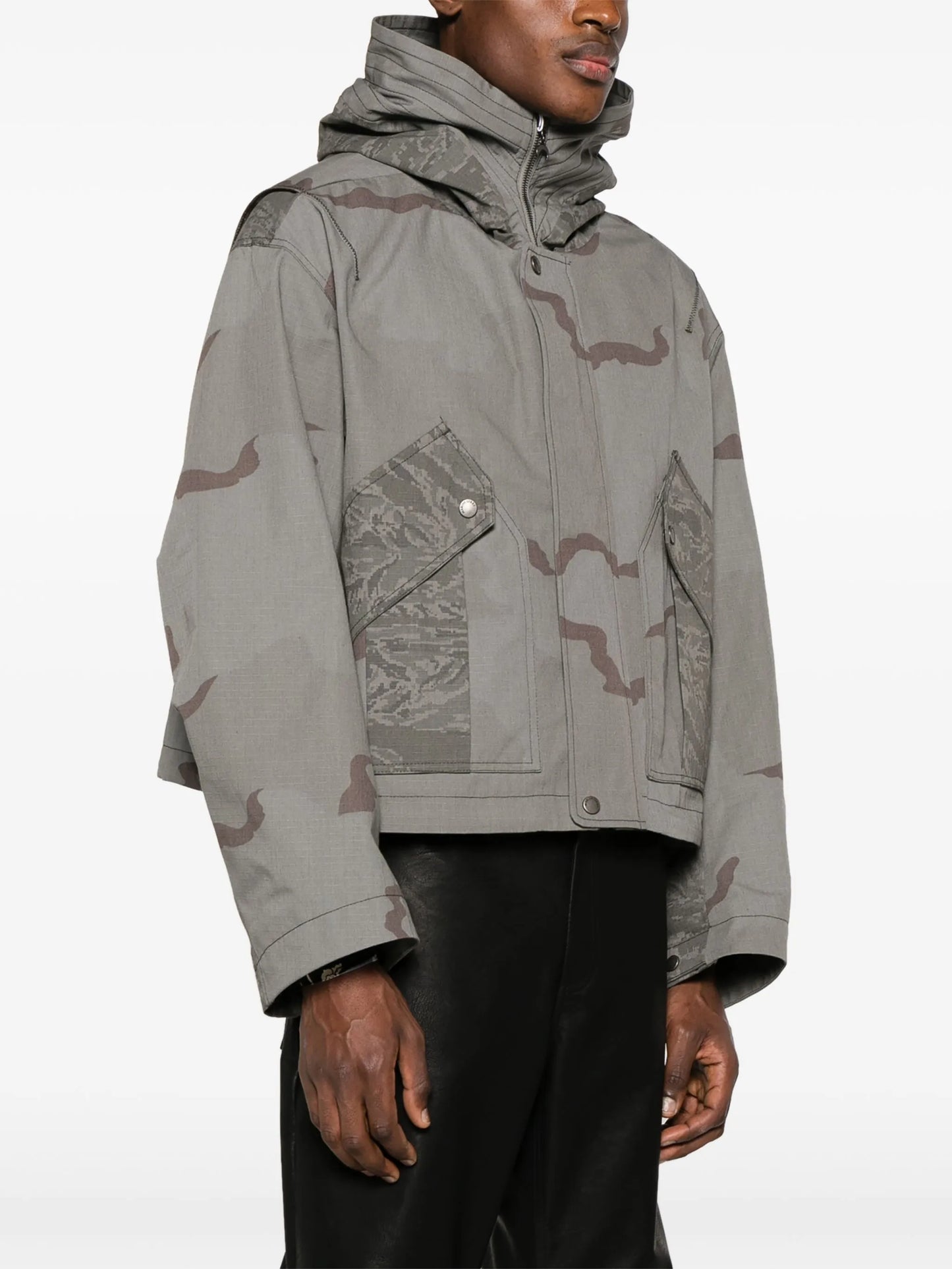 camouflage-print hooded jacket