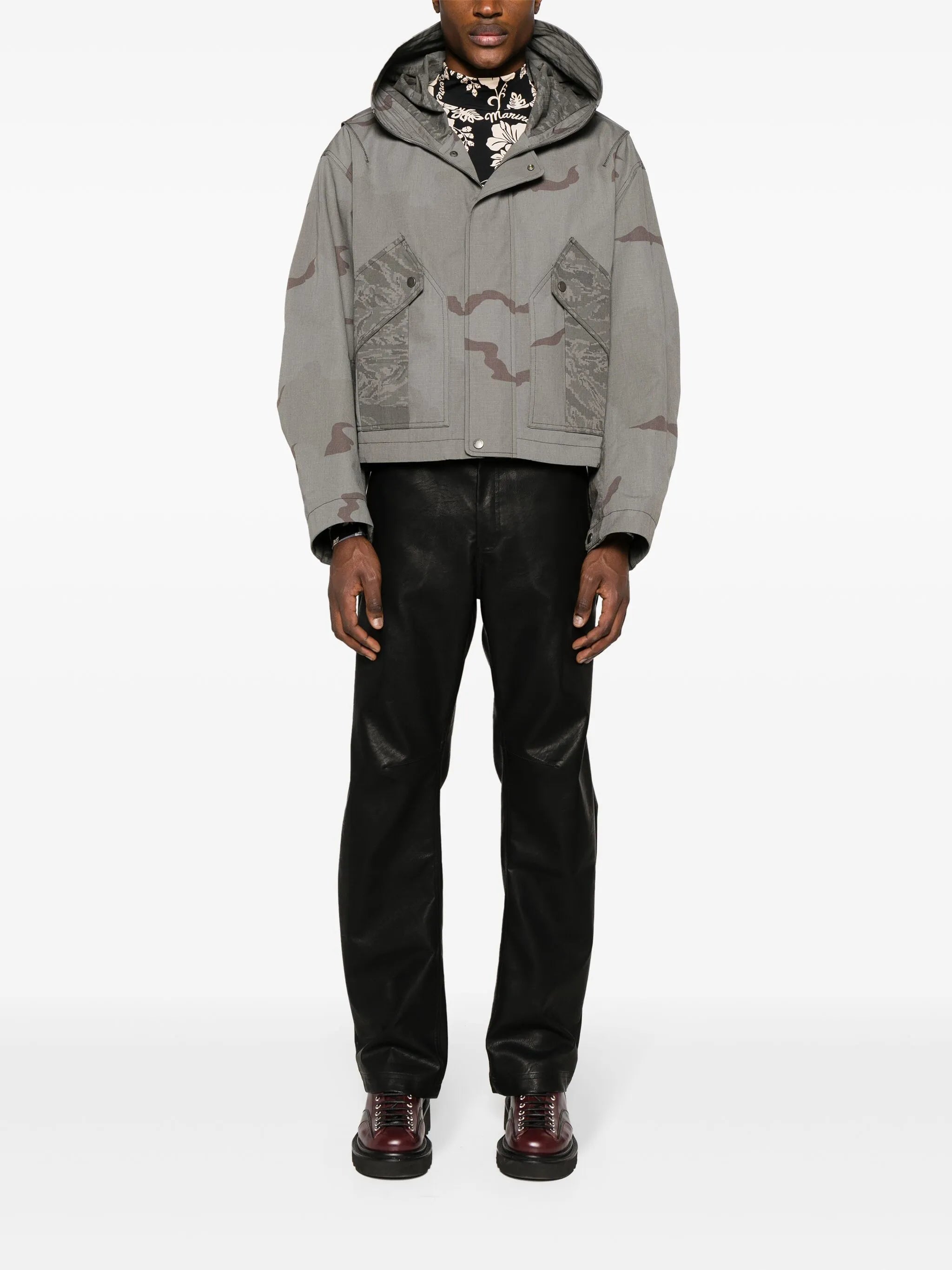 camouflage-print hooded jacket