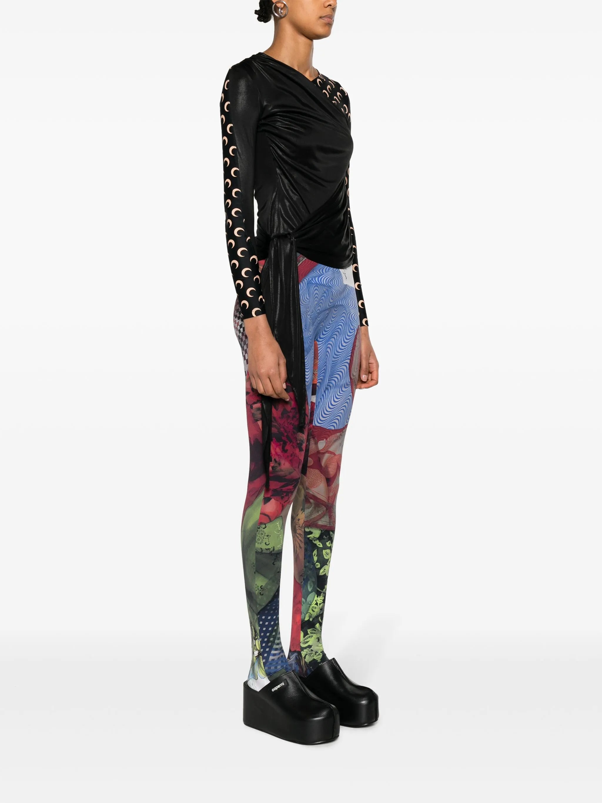 Regenerated crescent moon-print top