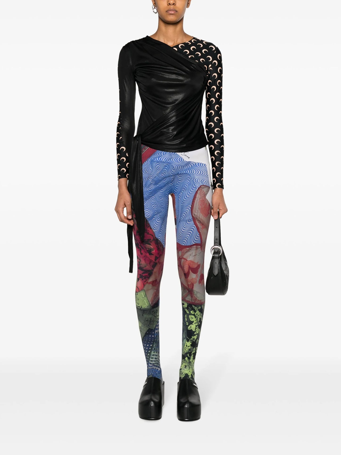 Regenerated crescent moon-print top