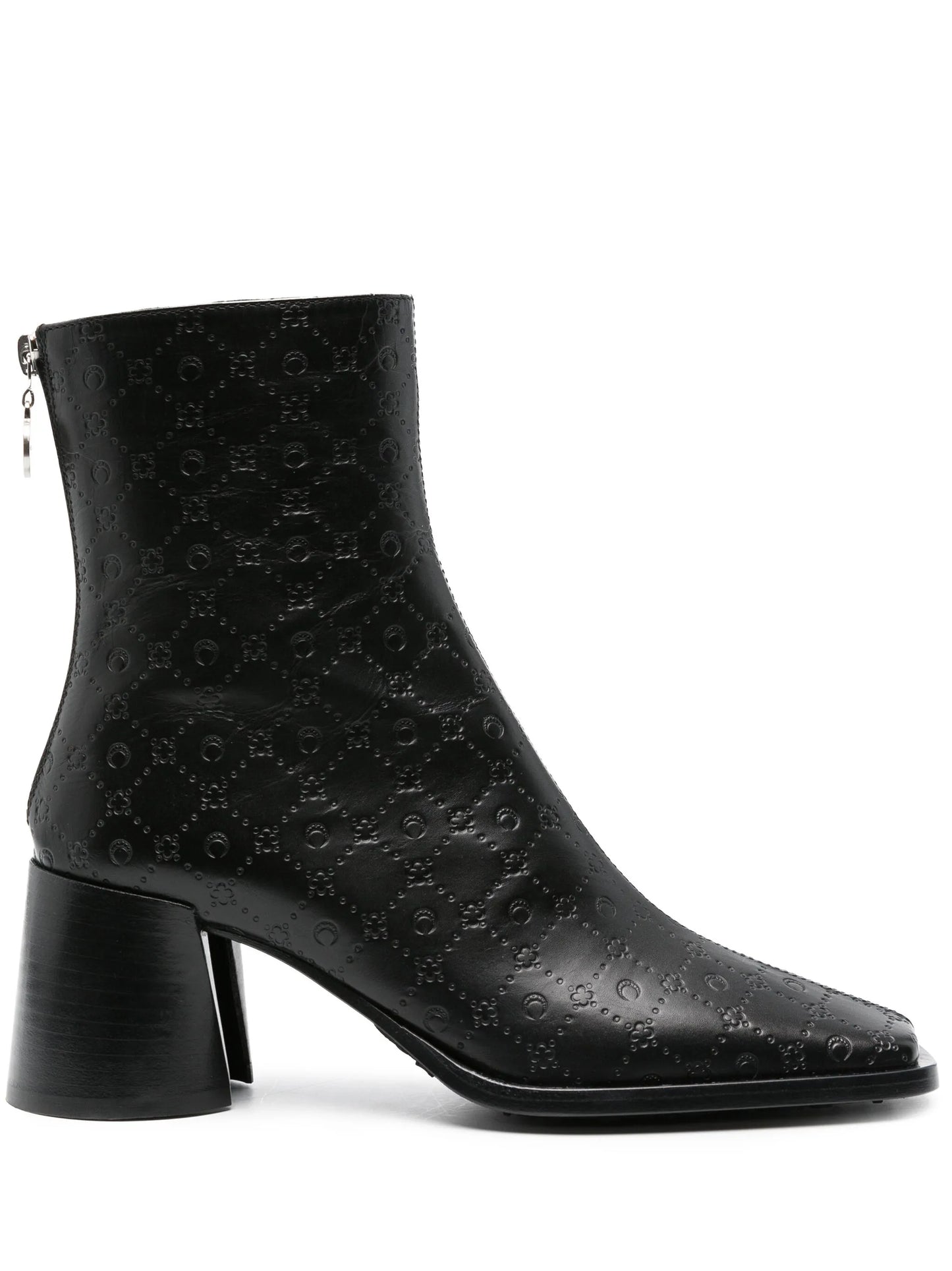 monogram-debossed leather ankle boots