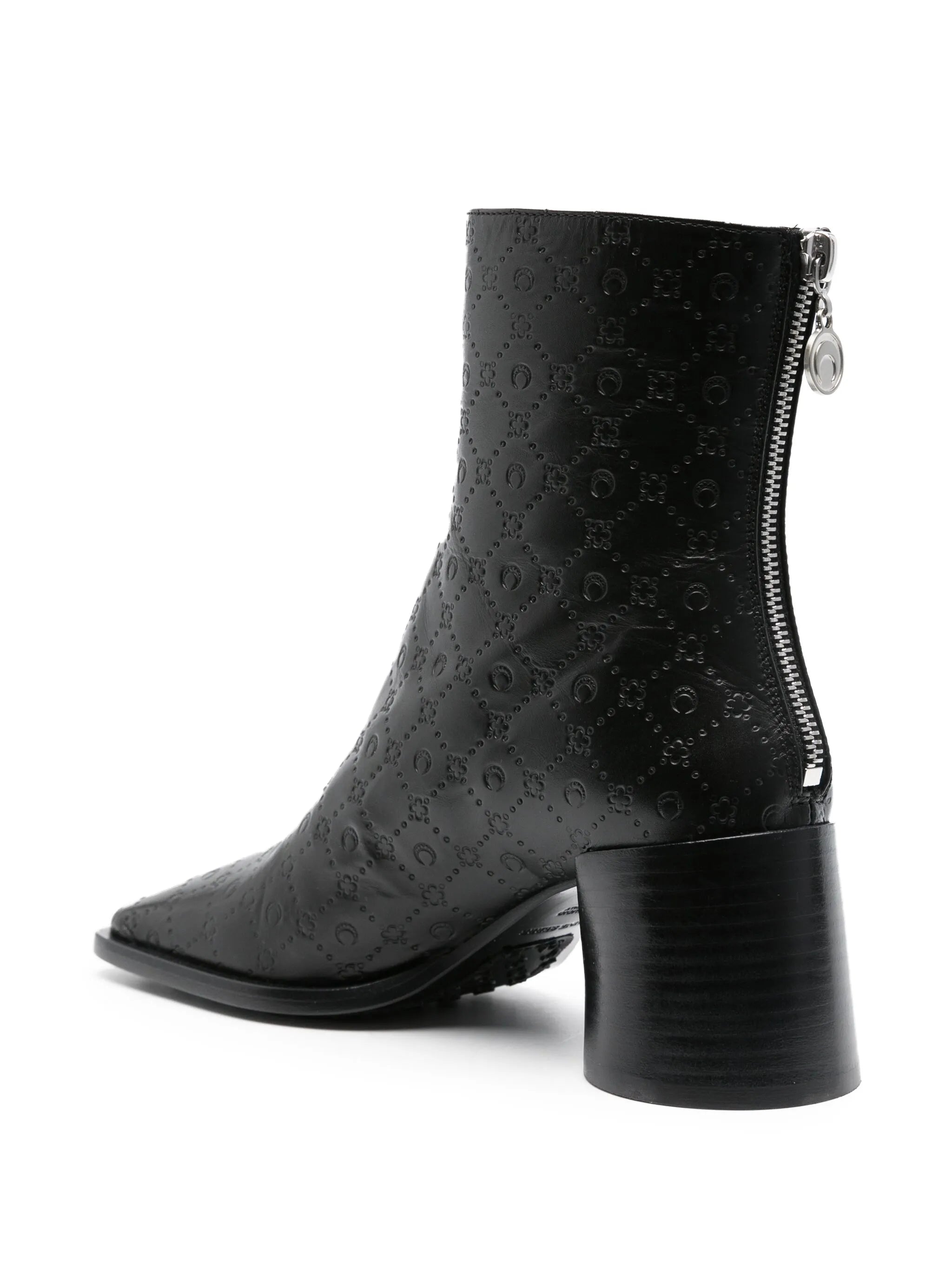 monogram-debossed leather ankle boots
