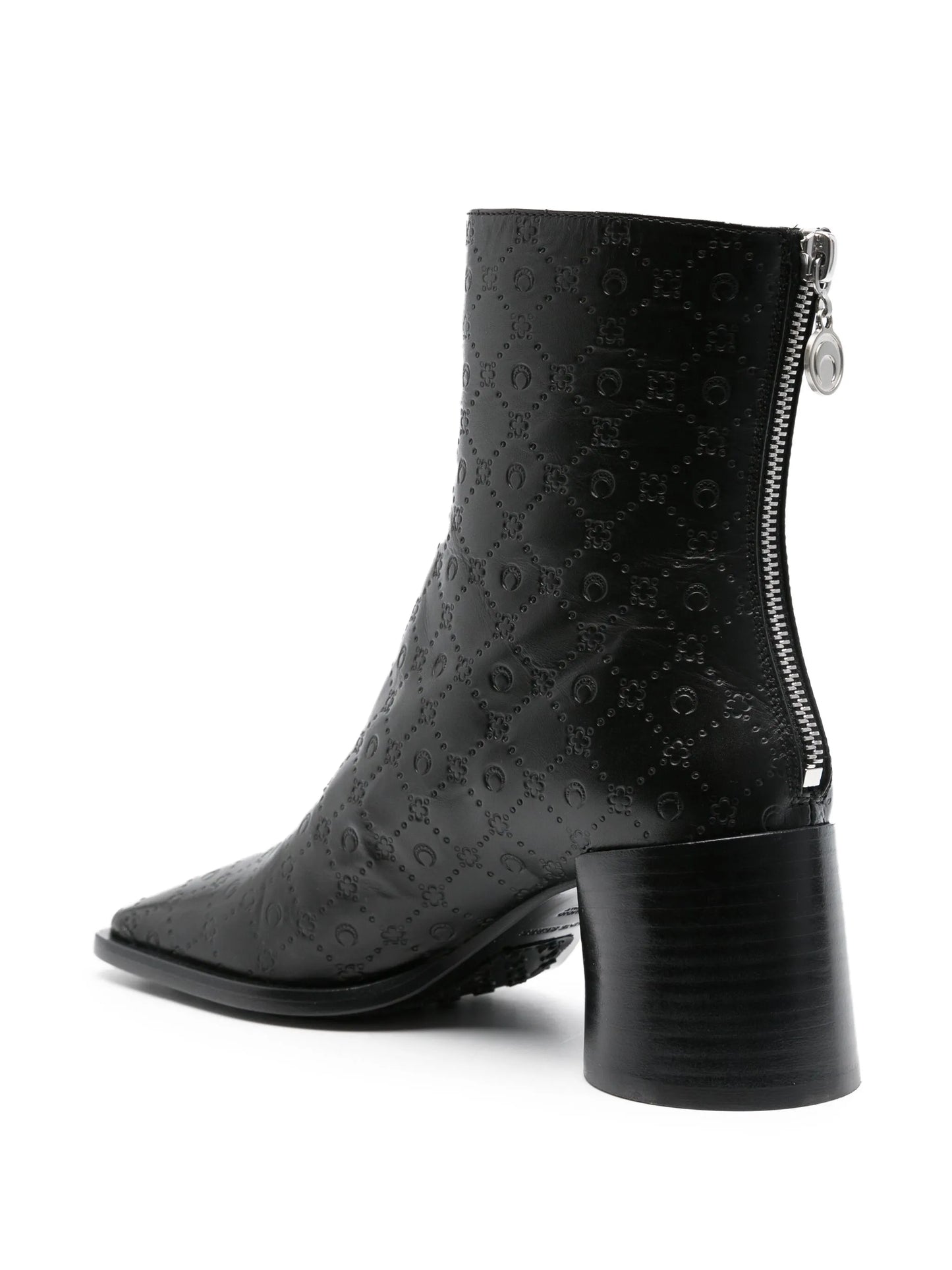 monogram-debossed leather ankle boots