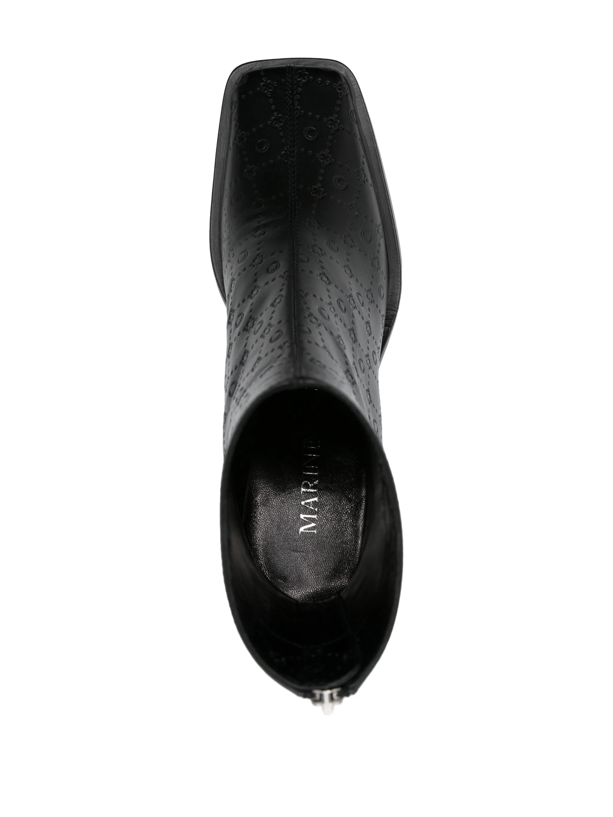 monogram-debossed leather ankle boots