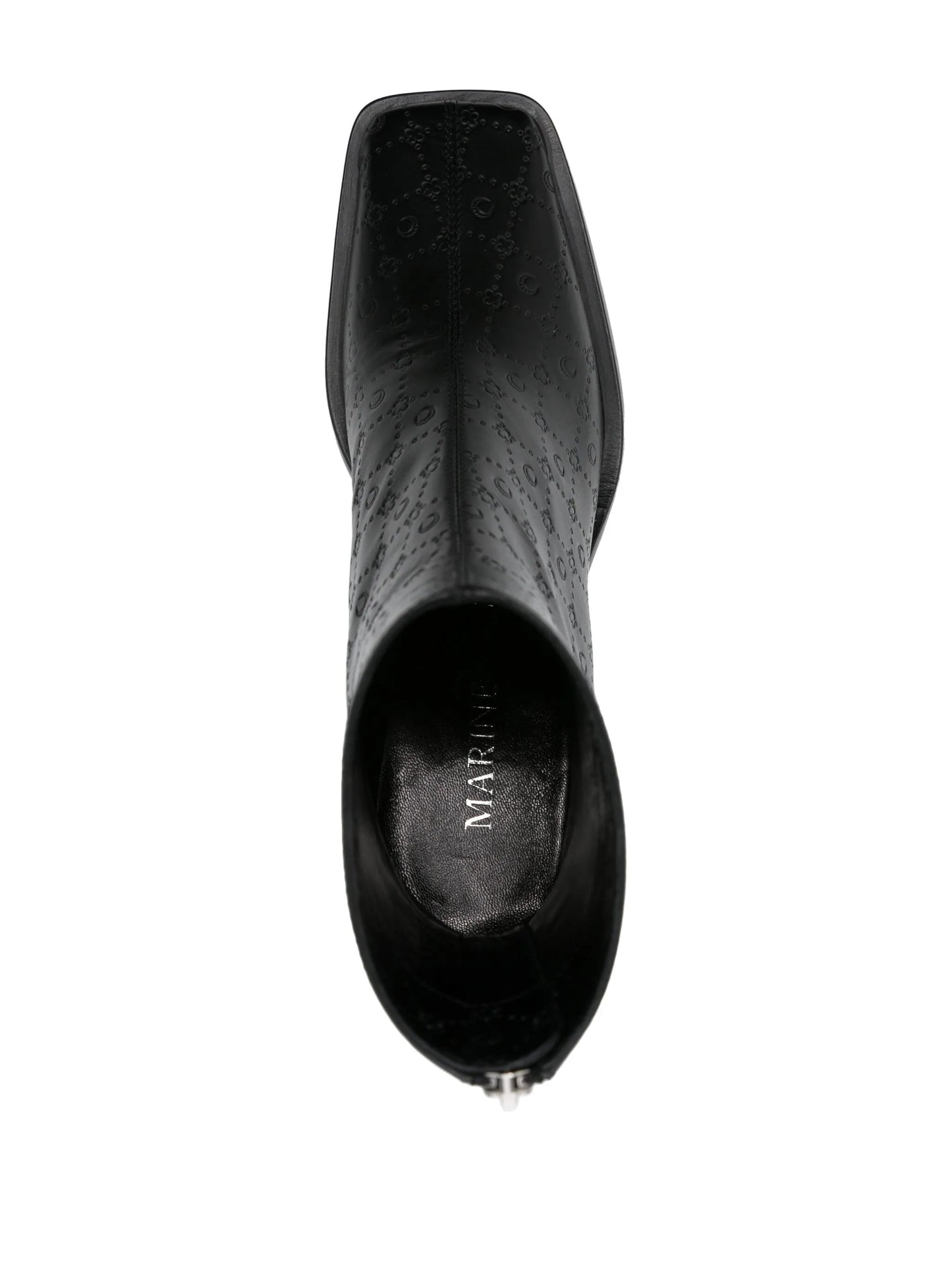 monogram-debossed leather ankle boots