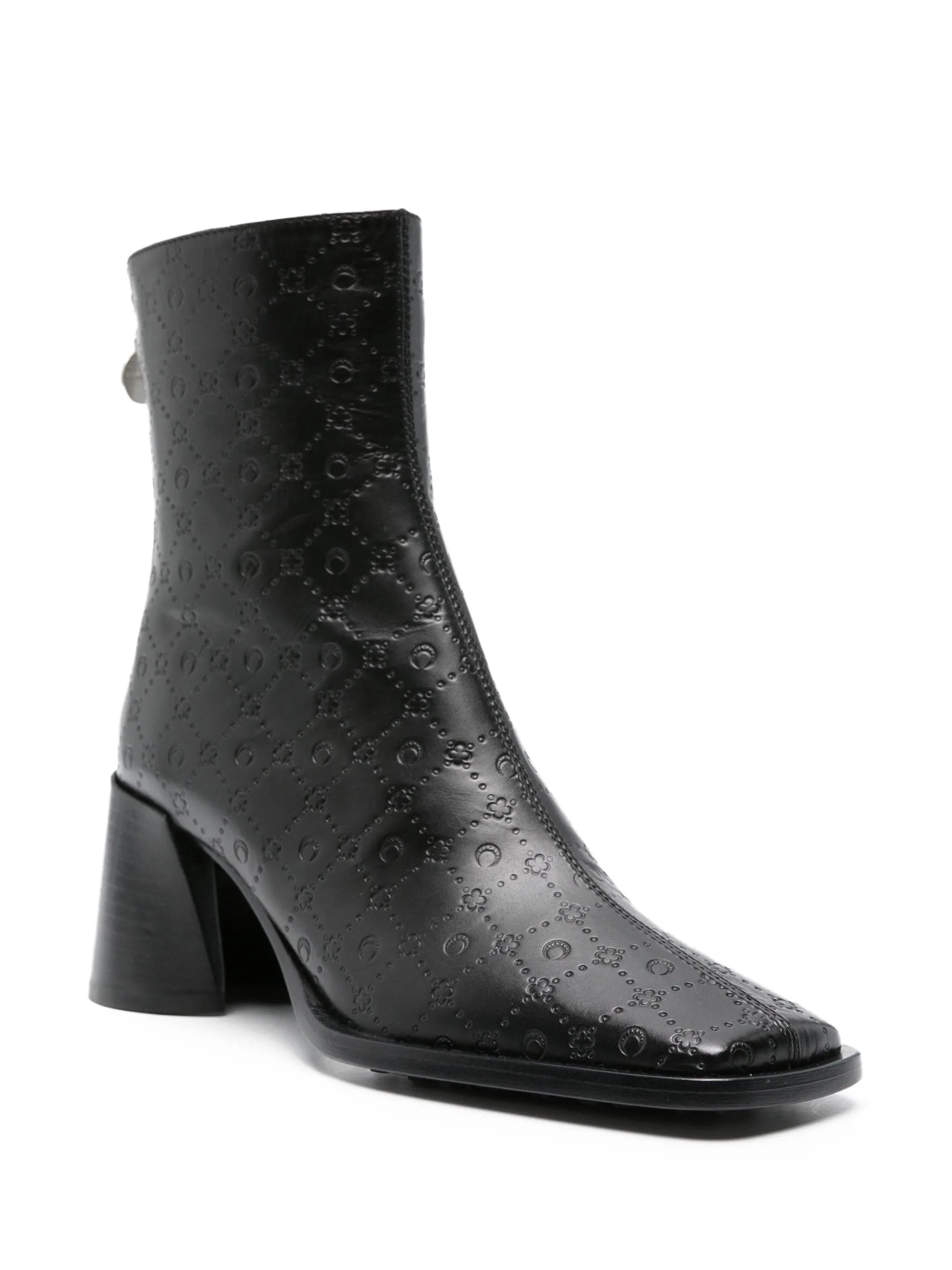 monogram-debossed leather ankle boots