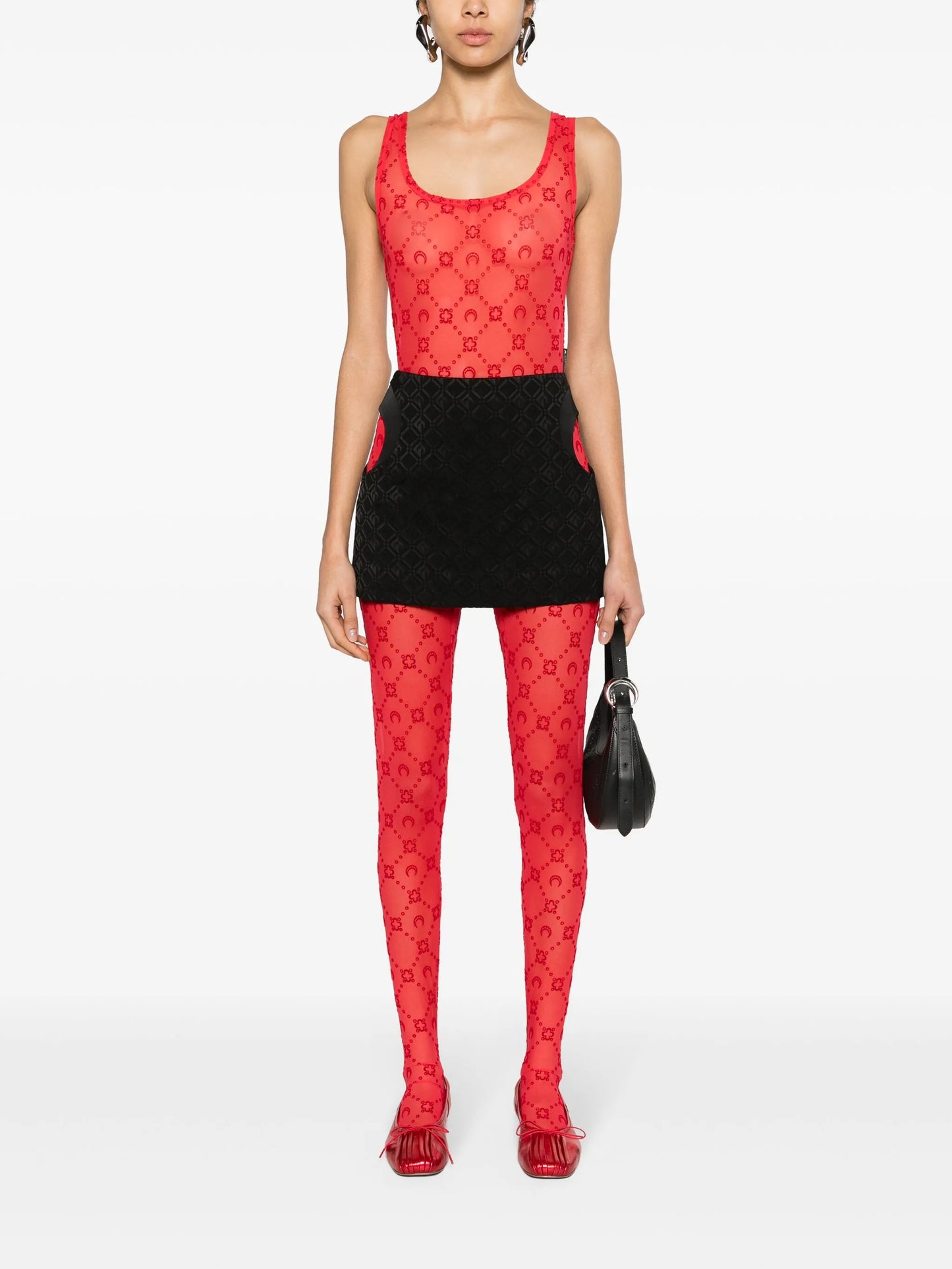 Moonogram flocked tulle tights