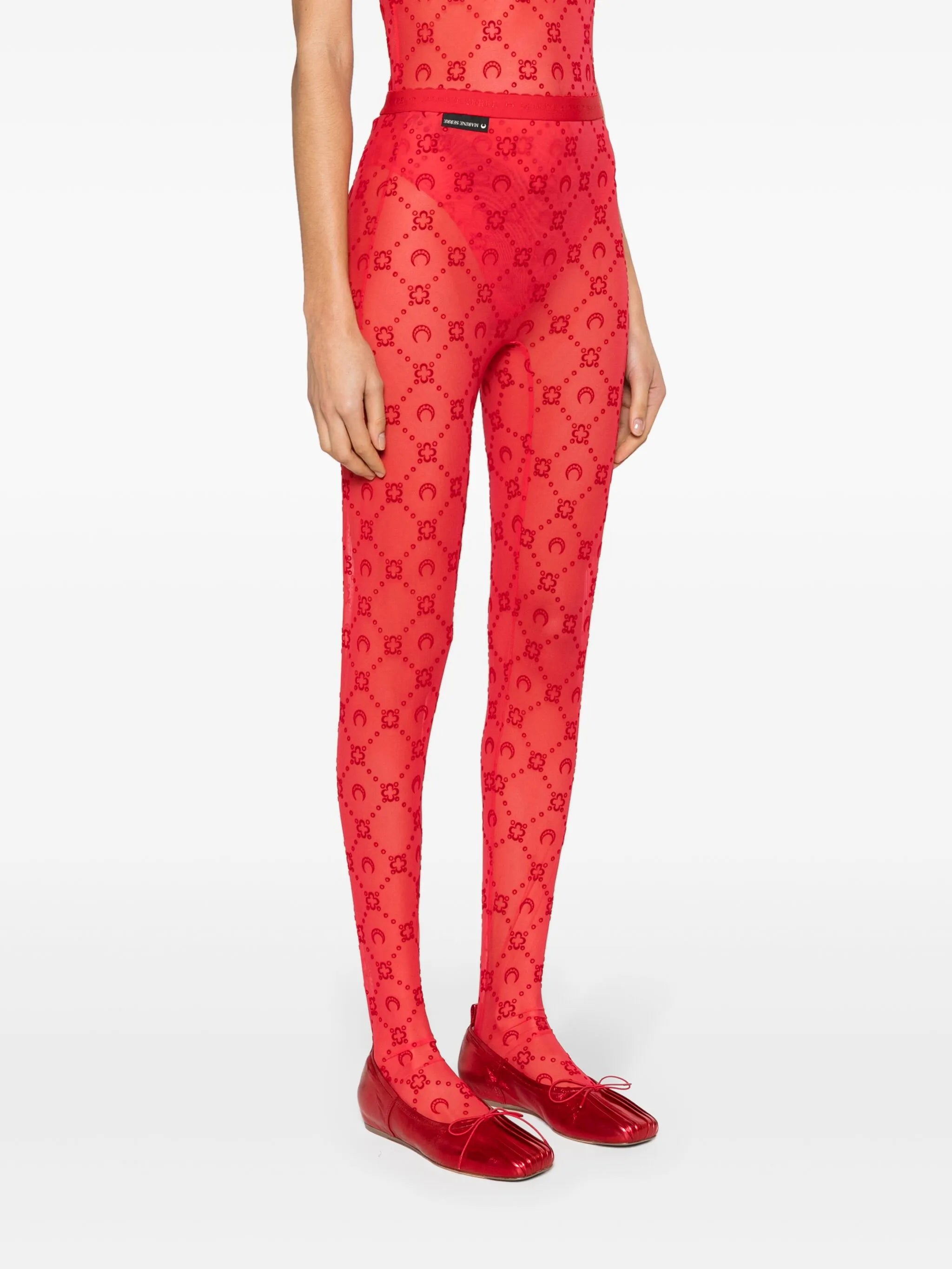 Moonogram flocked tulle tights