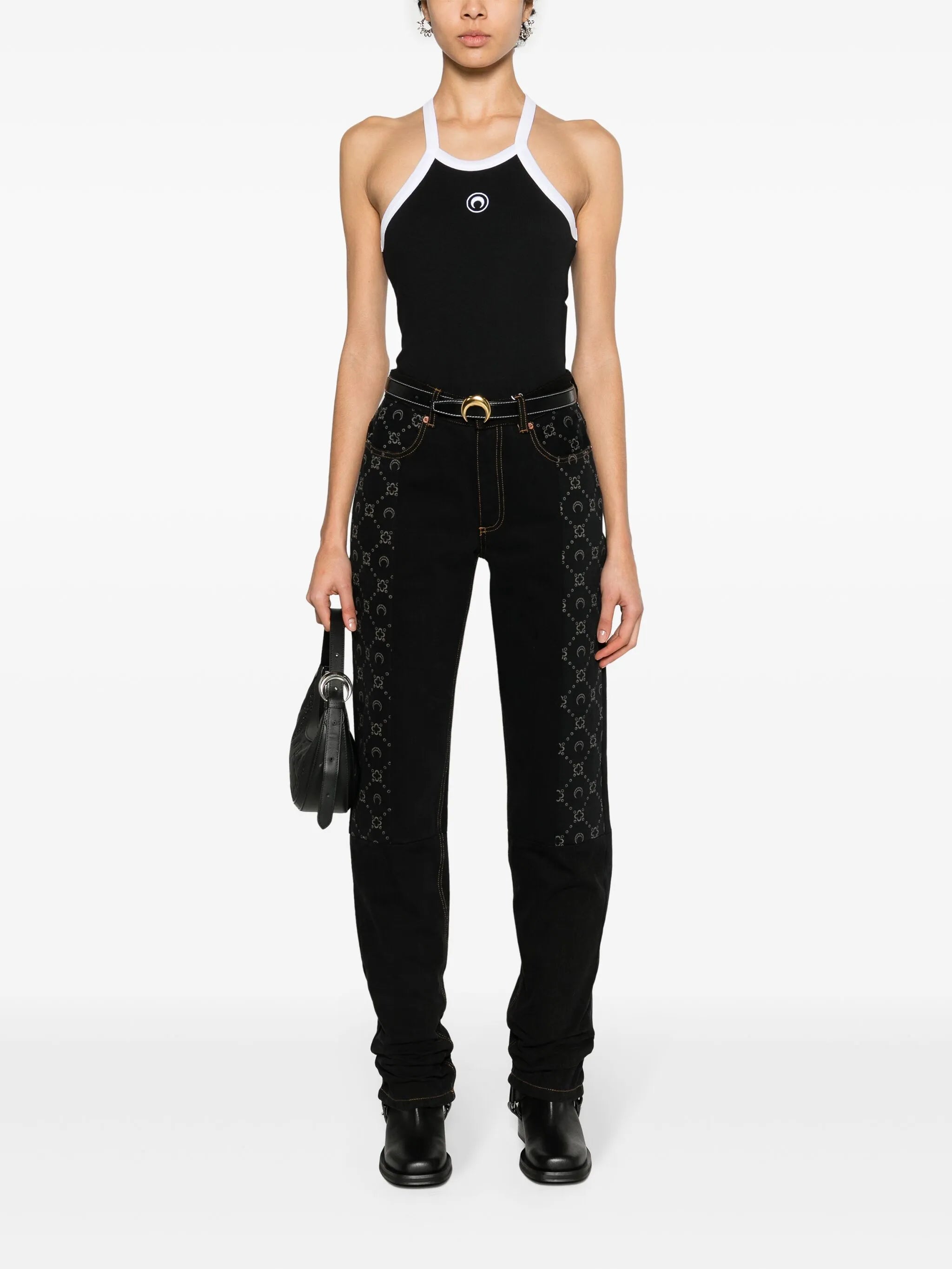 Crescent Moon-embroidered top