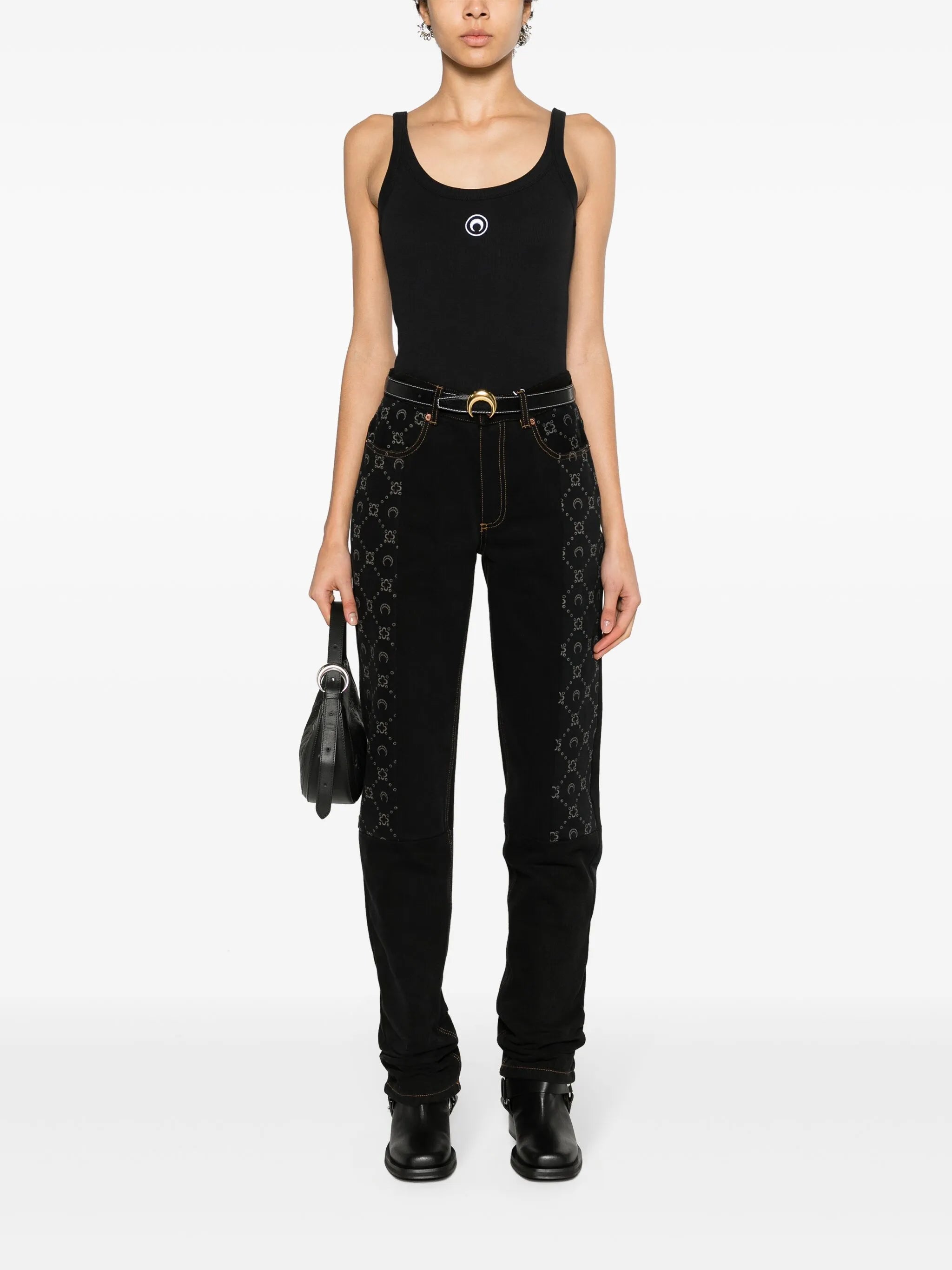 Crescent Moon-embroidered tank top