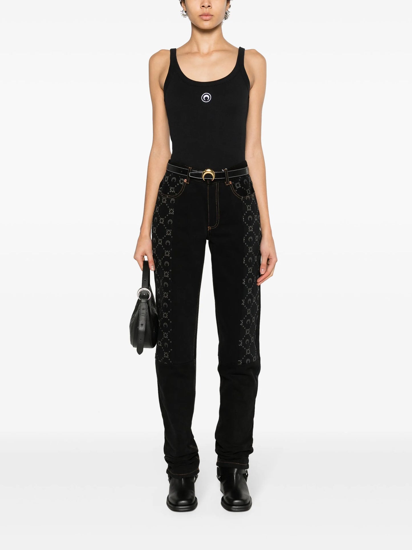 Crescent Moon-embroidered tank top