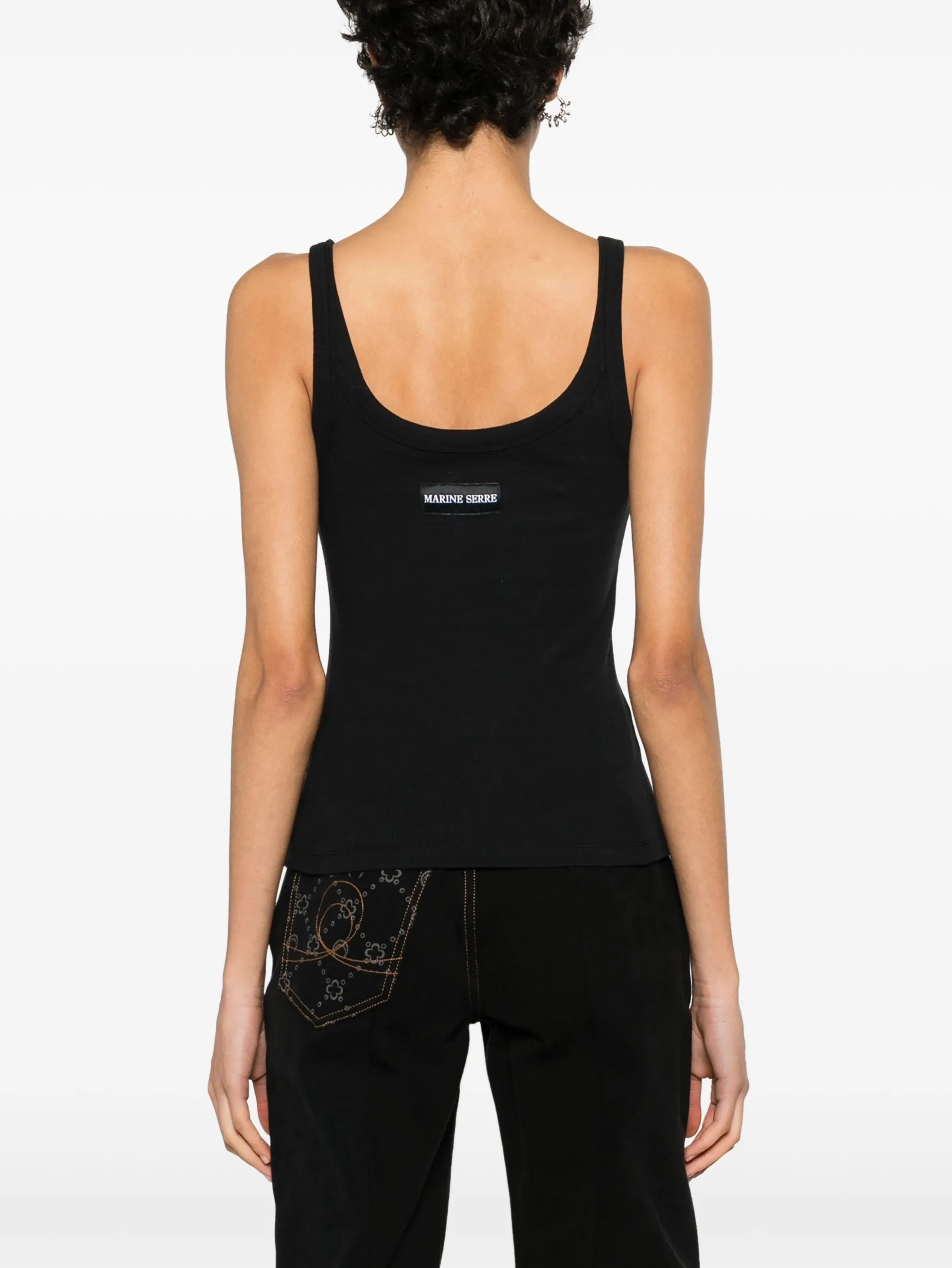 Crescent Moon-embroidered tank top