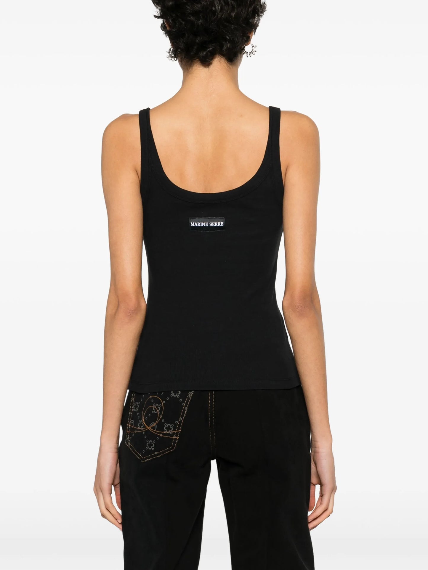 Crescent Moon-embroidered tank top