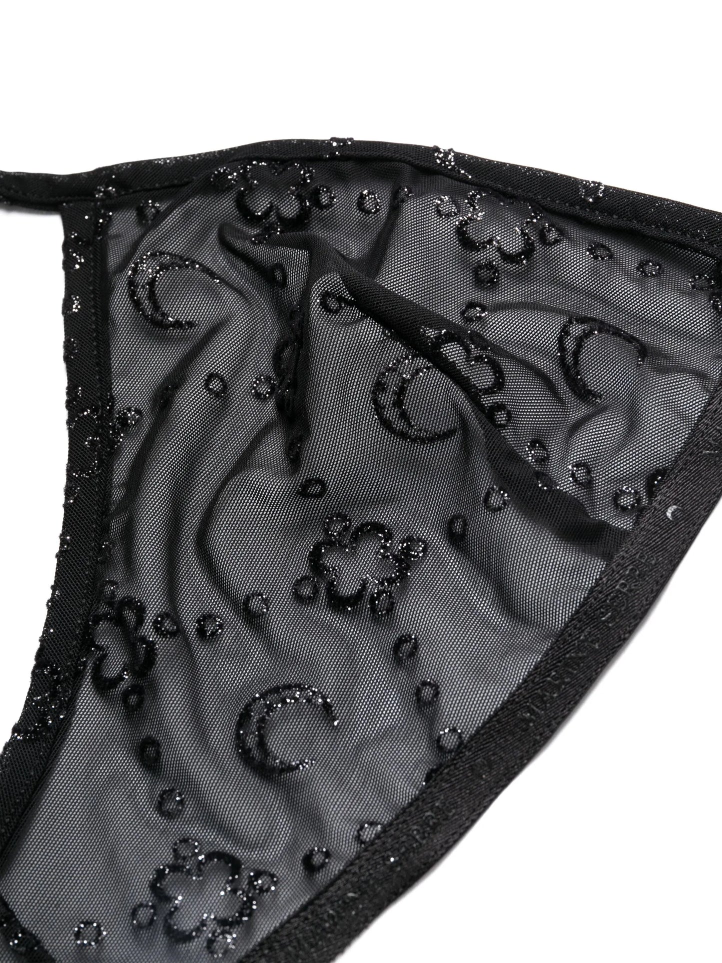 Moonogram glittered mesh bra