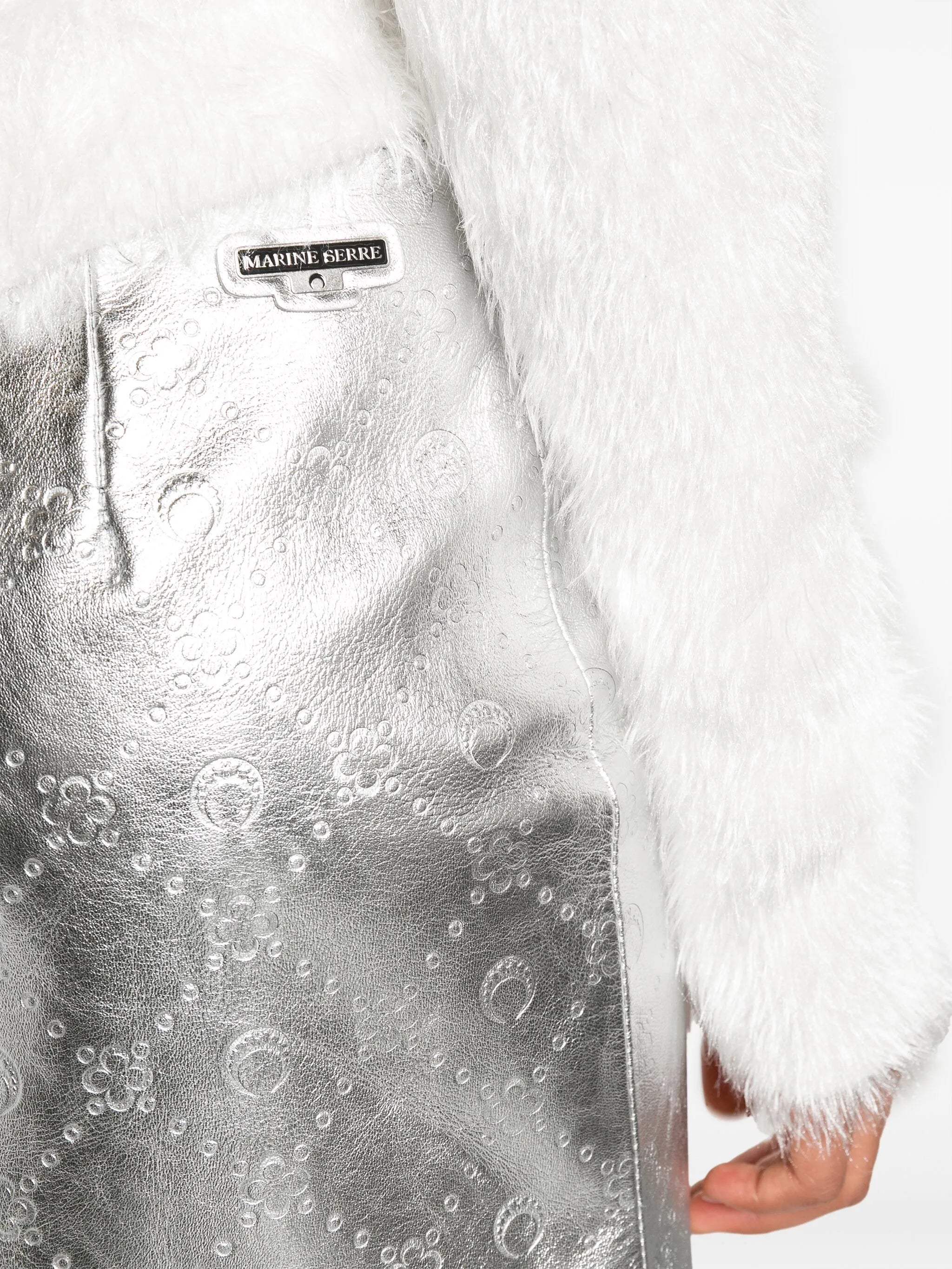 logo-embossed laminated leather skirt