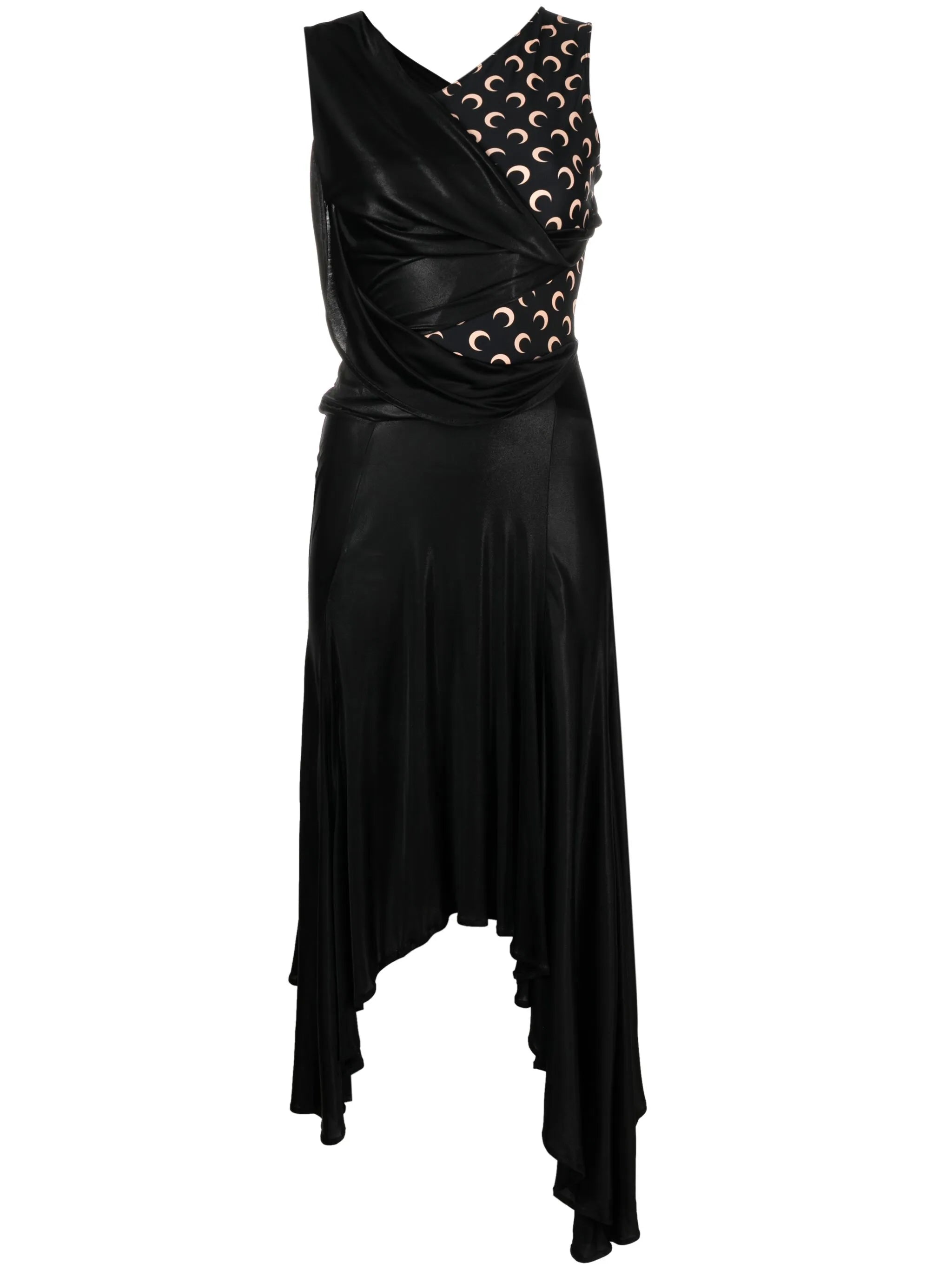 Crescent Moon-print asymmetric dress