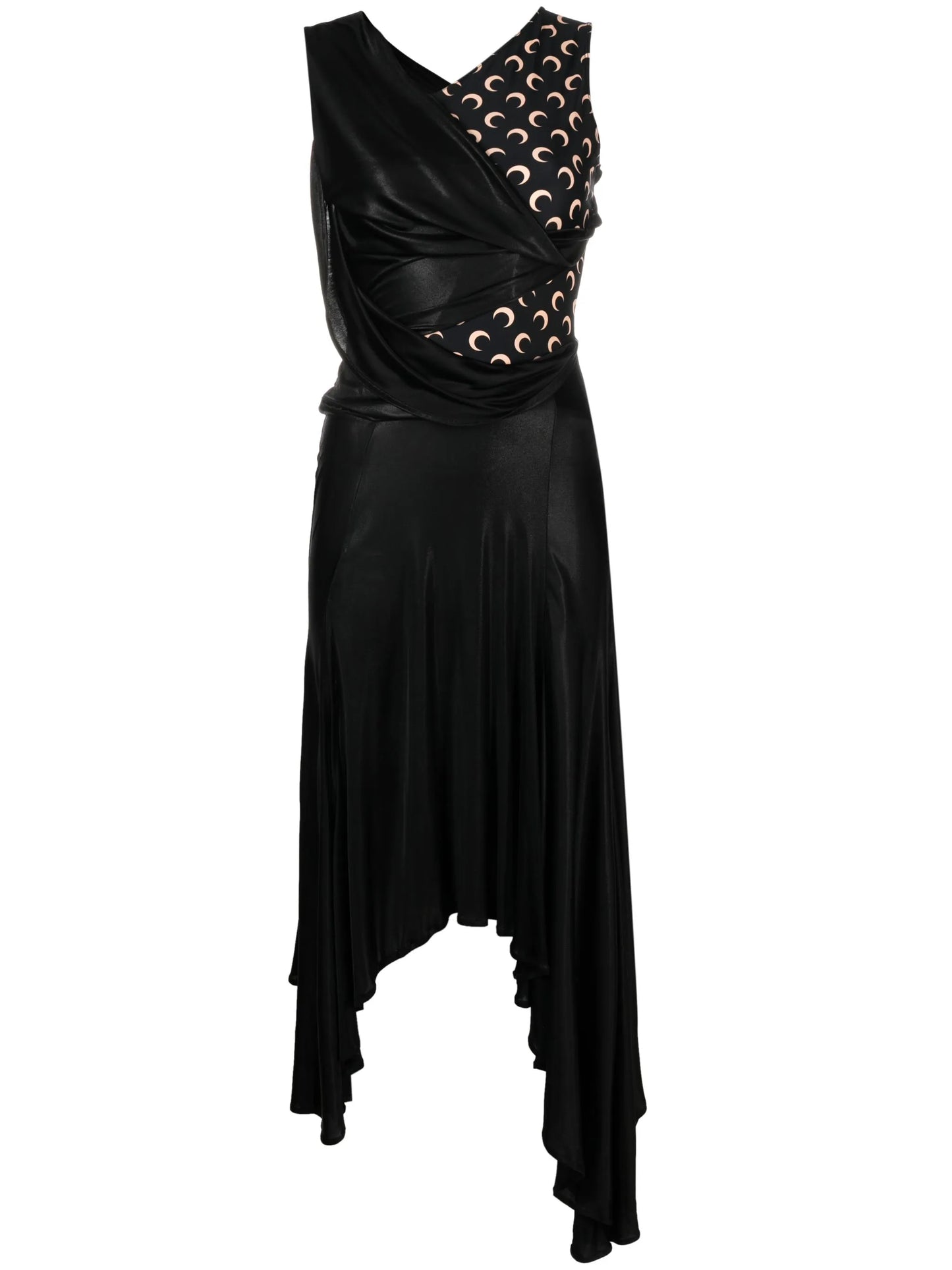 Crescent Moon-print asymmetric dress