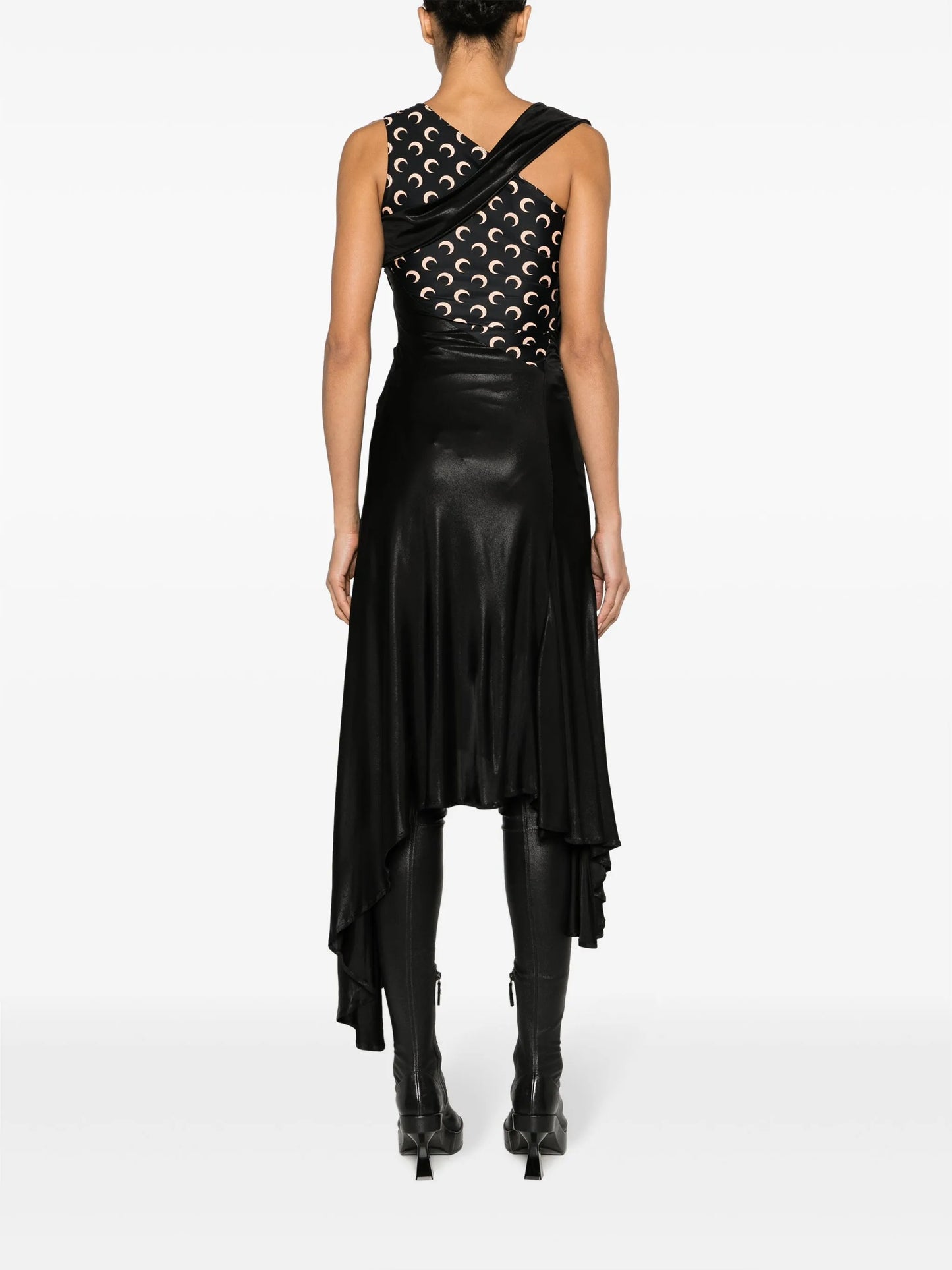 Crescent Moon-print asymmetric dress