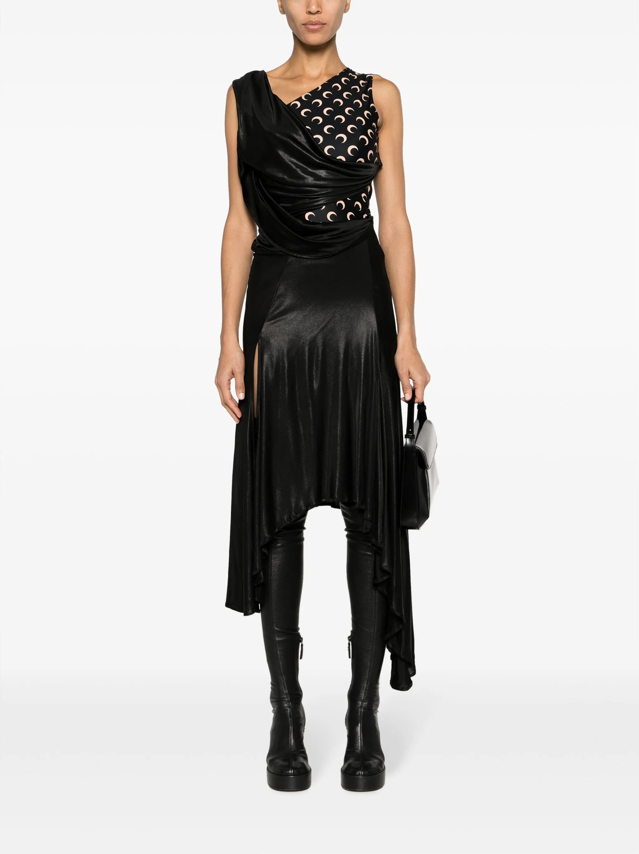 Crescent Moon-print asymmetric dress