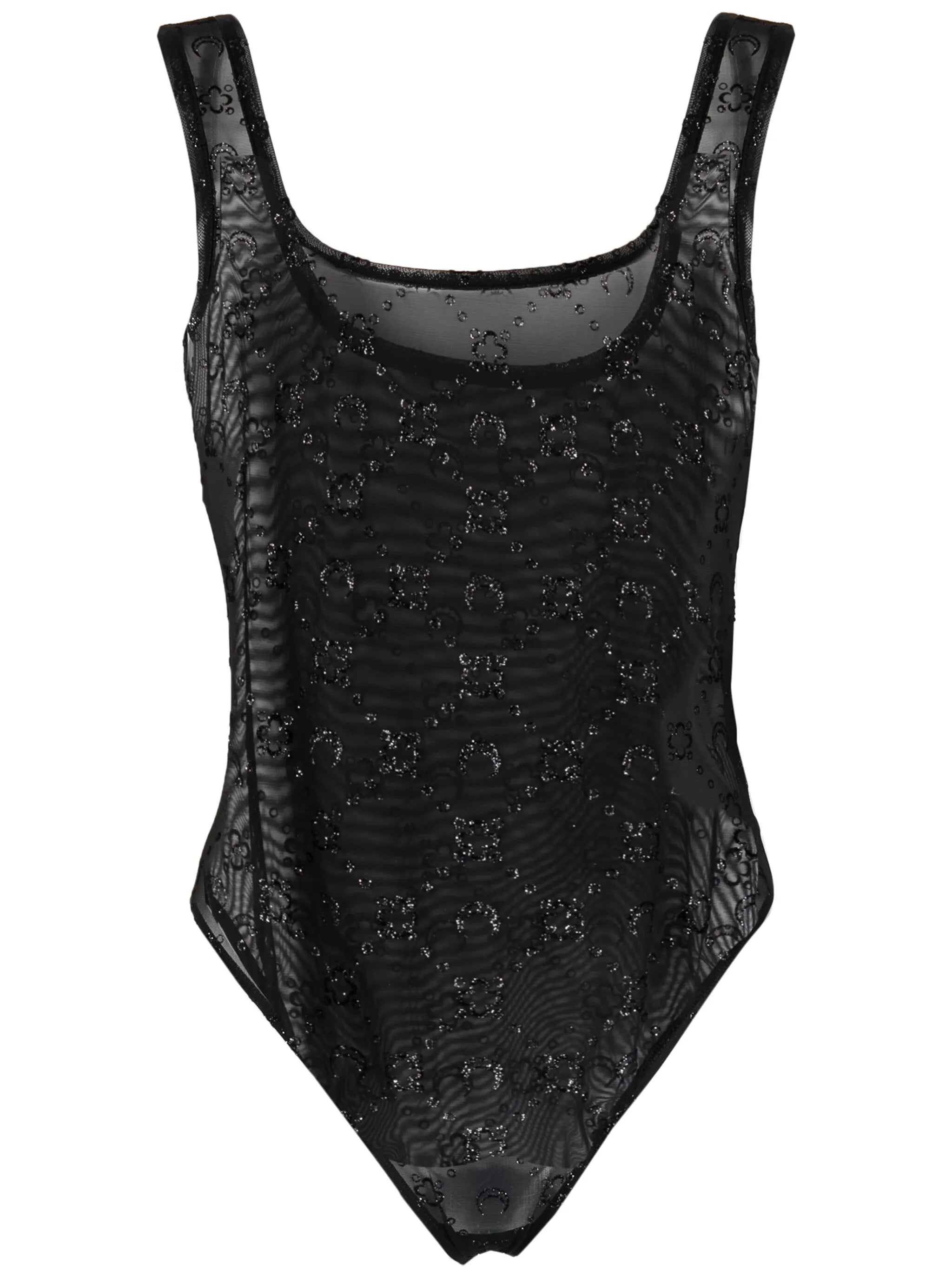 Moonogram flocked tulle bodysuit